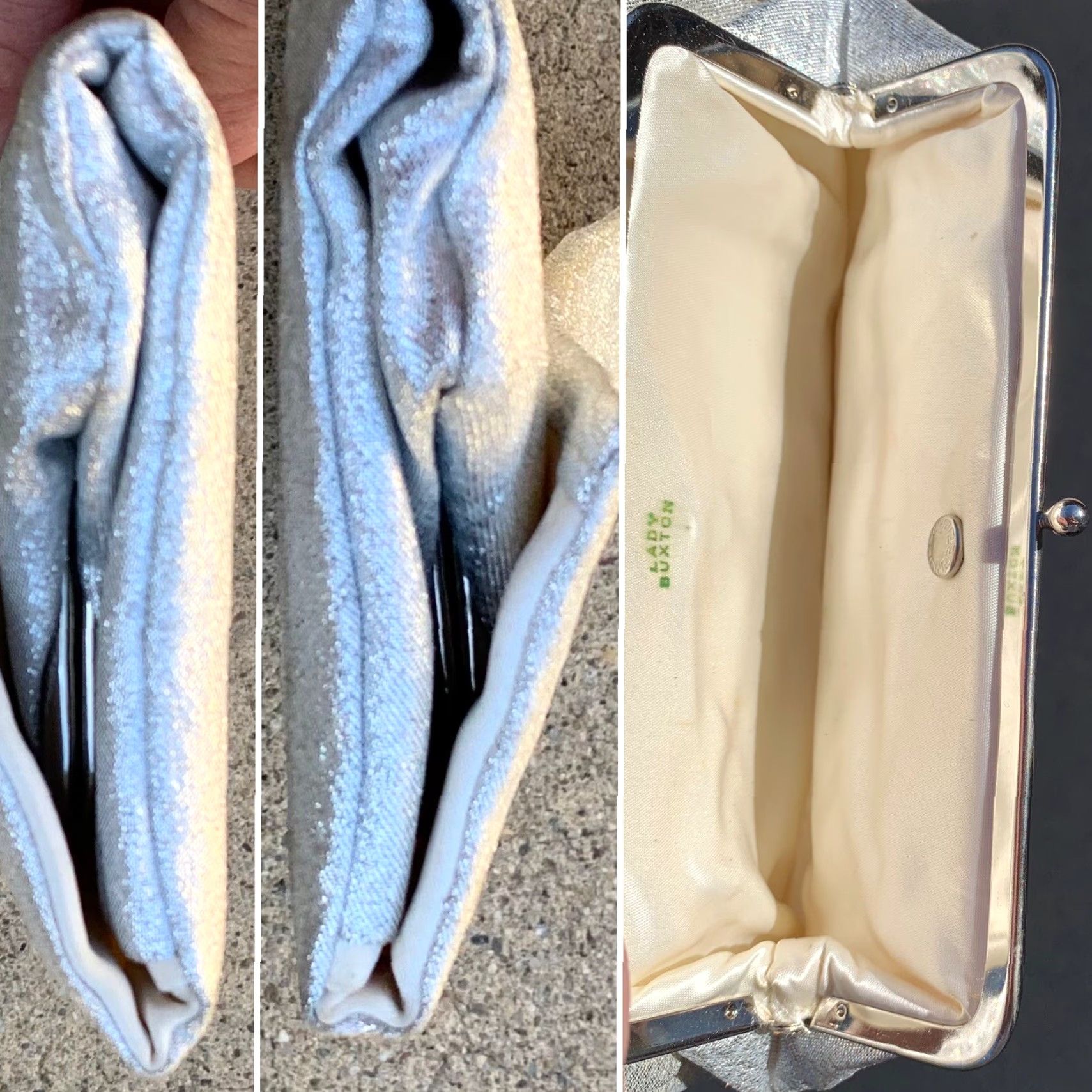 Vintage VINTAGE Mid-Century Modern Clutch Bag Silver Fabric Lady Buxton Womens Size ONE SIZE - 5 Thumbnail