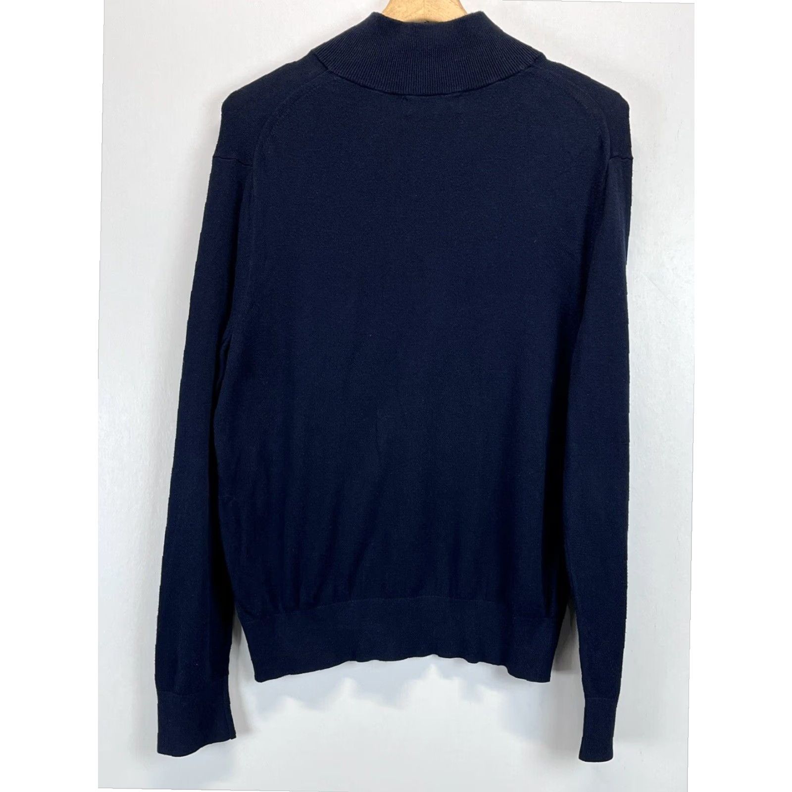 Banana Republic Banana Republic Mens Navy Pullover Sweater Large Classic Preppy 1/4 Zip Cotton Blend Size US L / EU 52-54 / 3 - 2 Thumbnail