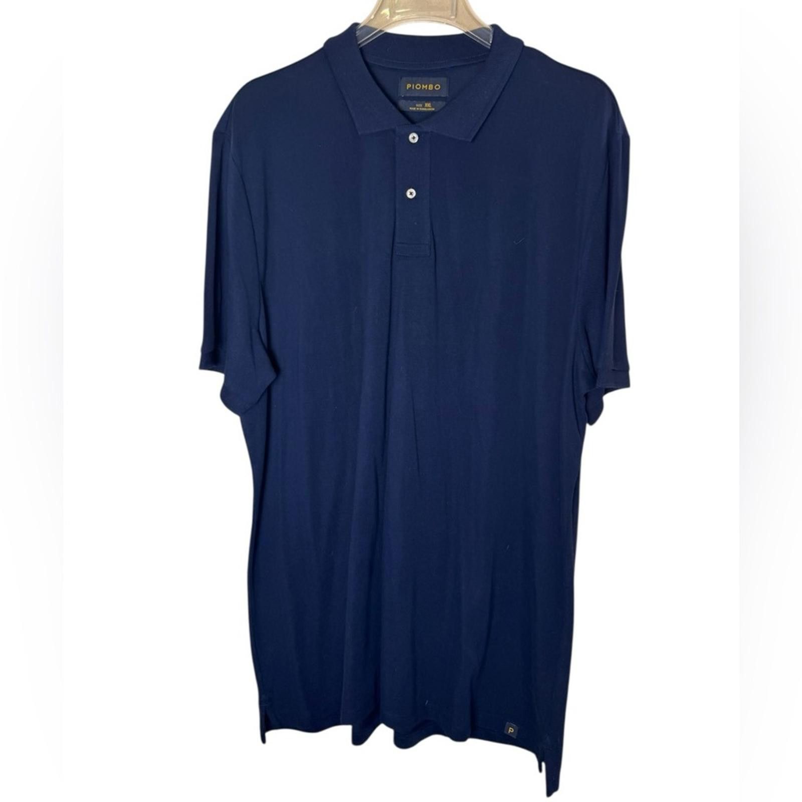 PIOMBO Piombo Italy Men's Pima Cotton Navy Blue Polo Shirt sz XXL Size US XXL / EU 58 / 5 - 1 Thumbnail