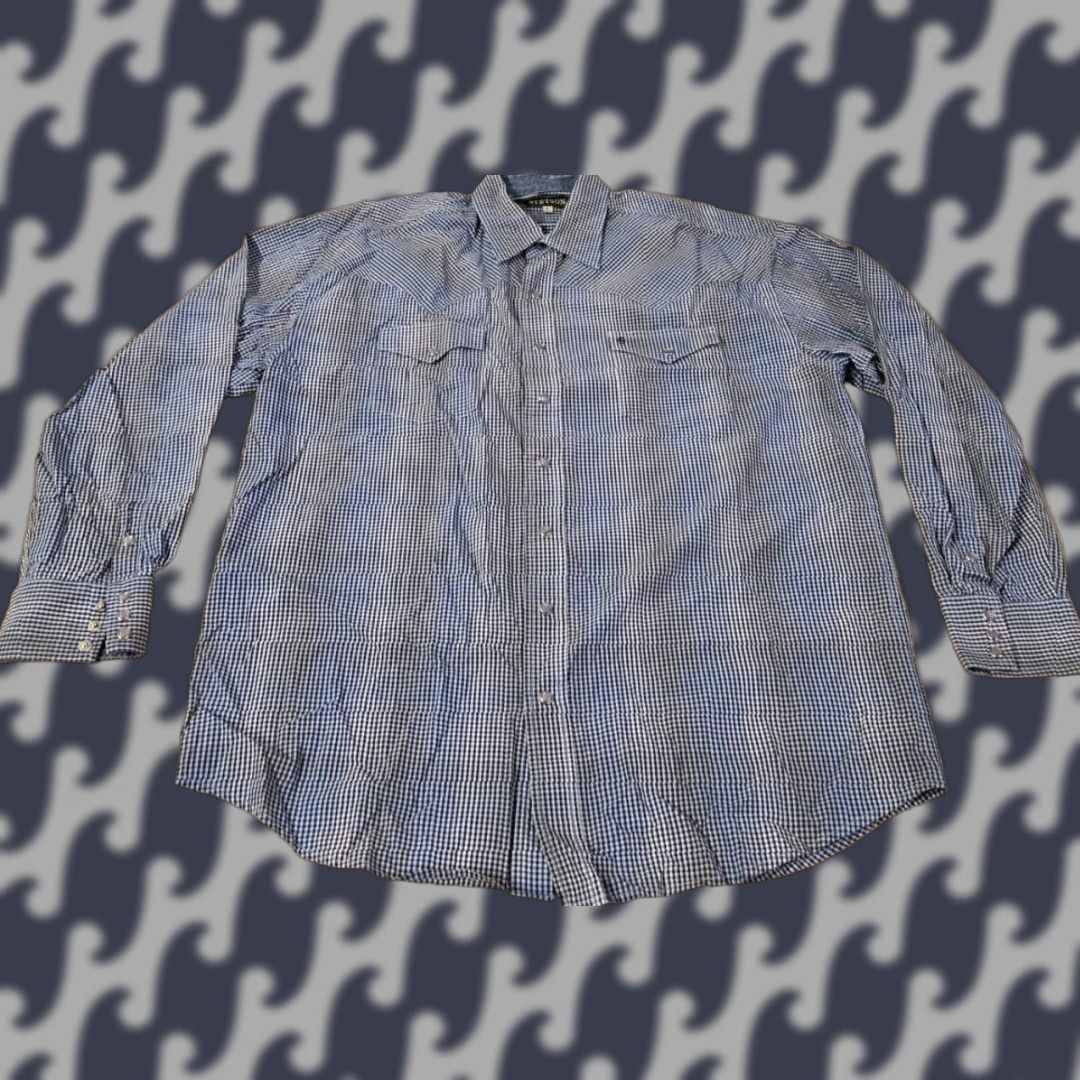 Stetson Stetson Shirt Long Sleeve Pearl Snap Men's XL Blue Geometric Flannel Button-Up Regular Fit Size US XL / EU 56 / 4 - 1 Thumbnail