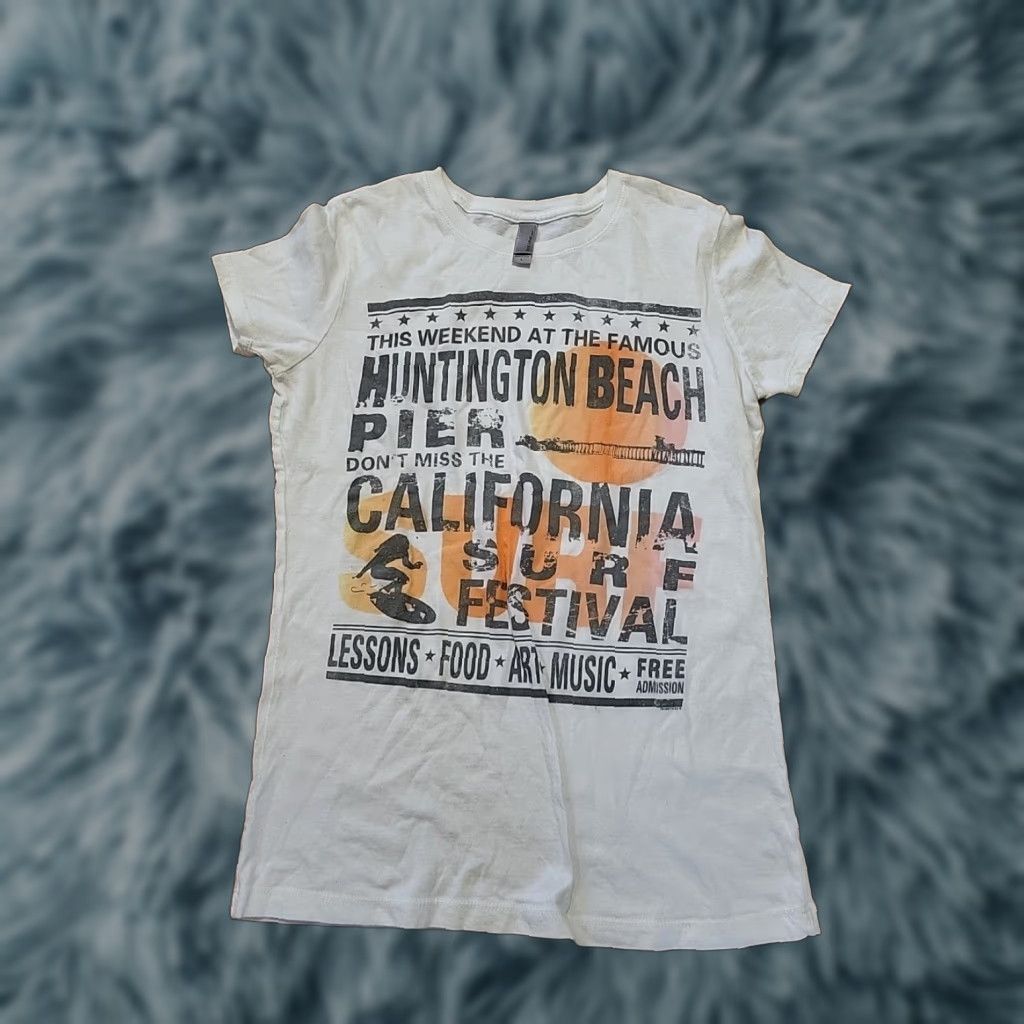 Next Level Next Level T-Shirt Womens Short Sleeve Huntington Beach Surf Festival White L, Beach, 32-34" chest, 200 char max Size L / US 10 / IT 46 - 1 Thumbnail