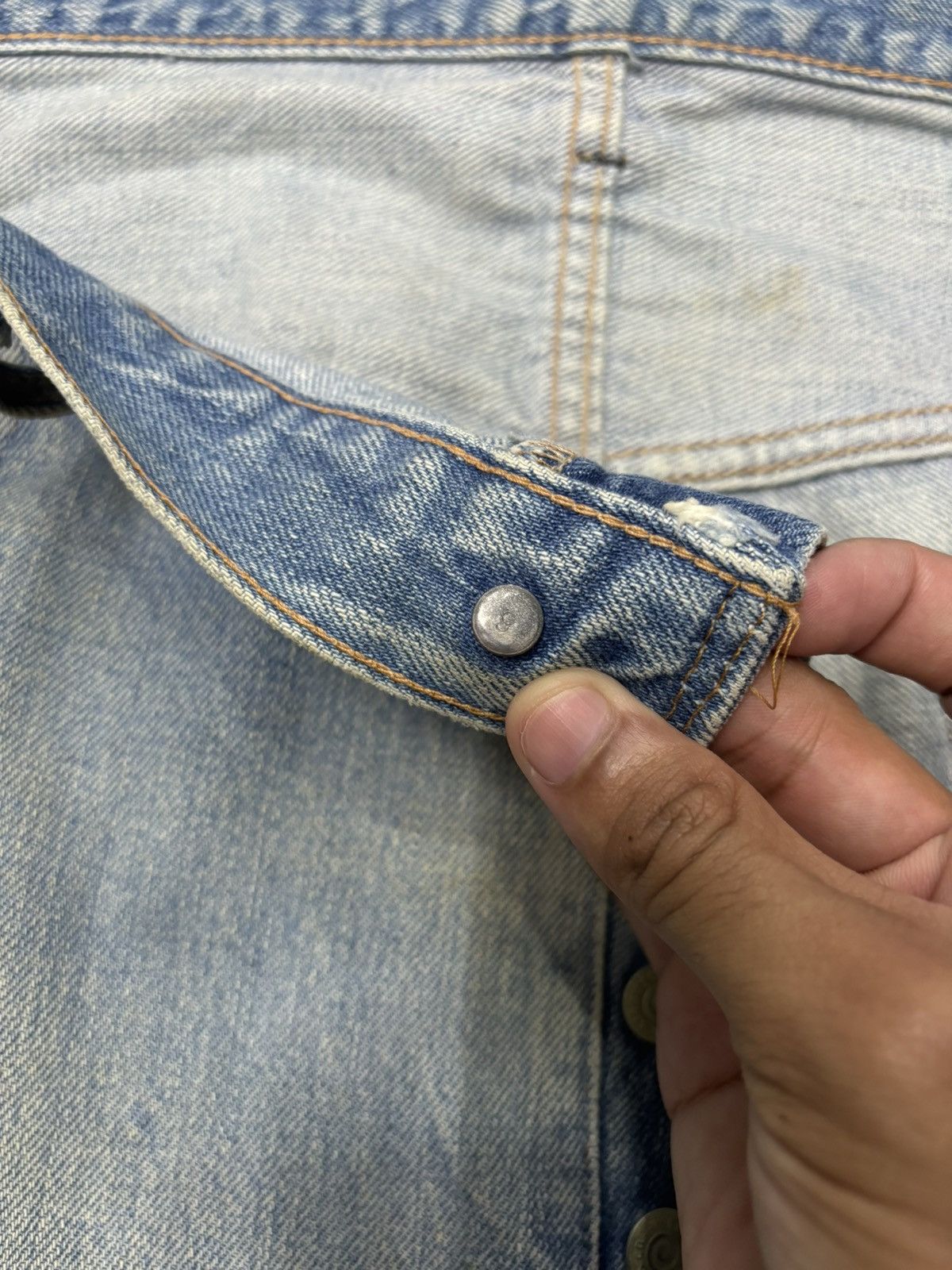 Levi's × Vintage GRAIL🔥Levis 501 Button 6 Selvedge Distressed Cut Denim Jean Size US 38 / EU 54 - 5 Thumbnail