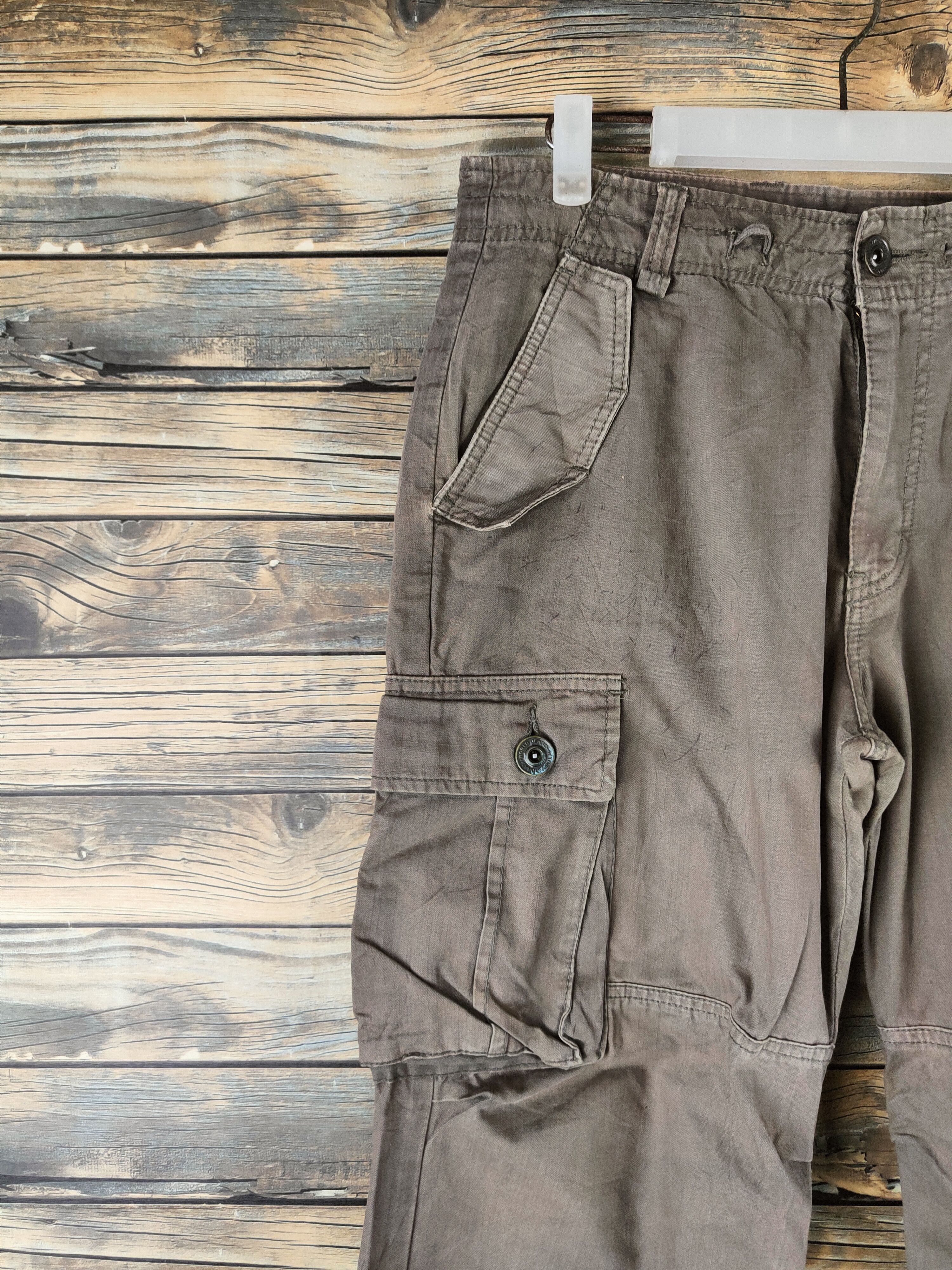 Japanese Brand DL Japan Brown Faded Multipocket Cargo Pants #46-404 Size US 31 - 3 Thumbnail
