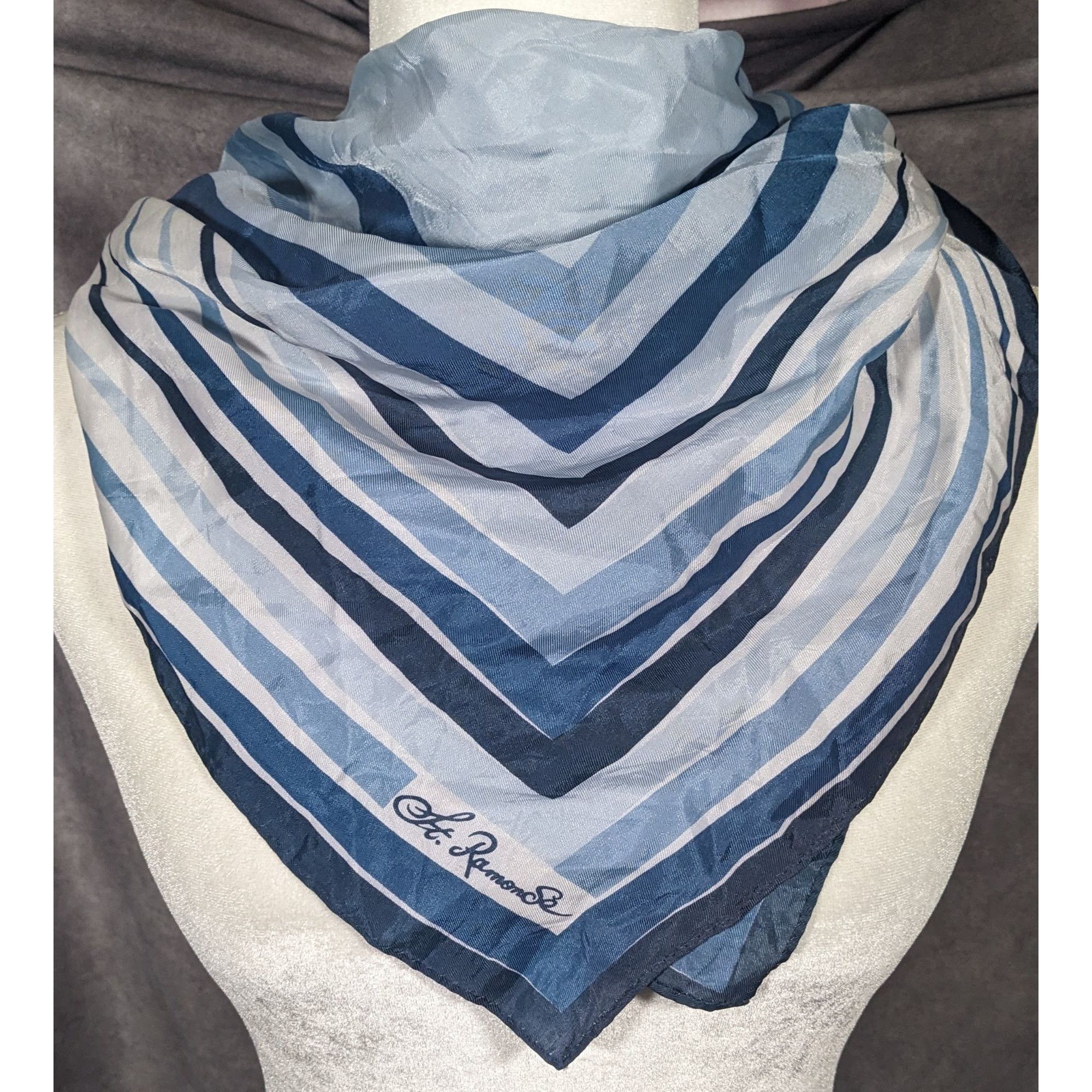 Other St. Ramon Blue And White Striped Square Scarf Size ONE SIZE - 6 Thumbnail