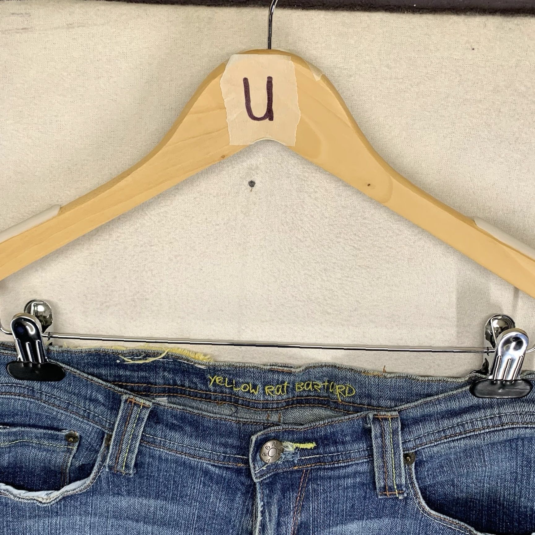 Vintage Vintage Yellow Rat Bastard Y2K Women's Jeans 7 Regular Stright Blue Denim 90s Punk Retro Size 30" / US 8 / IT 44 - 4 Thumbnail