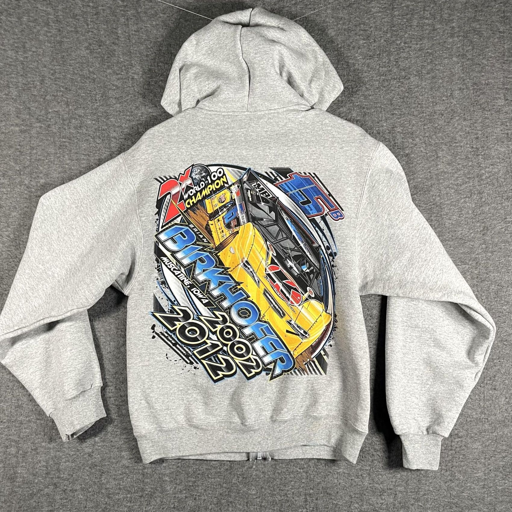 Fruit Of The Loom Fruit Of The Loom Hoodie Mens Small Gray Brian Birkhofer Racing Fleece Full Zip Size US S / EU 44-46 / 1 - 2 Thumbnail
