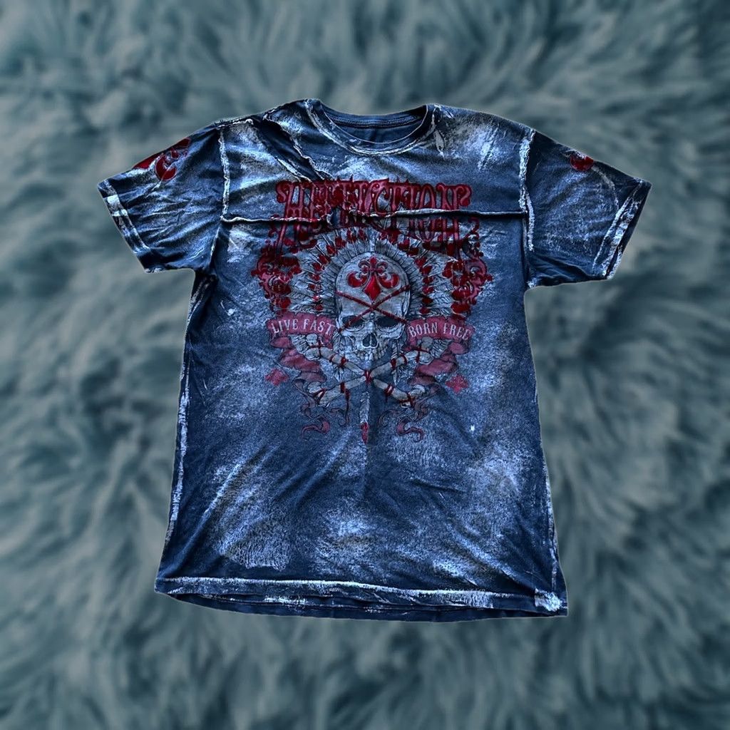 Affliction VINTAGE Affliction Tshirt Skull Grunge Y2K Cross Graphic Print Size L Gray Men Size US L / EU 52-54 / 3 - 1 Thumbnail