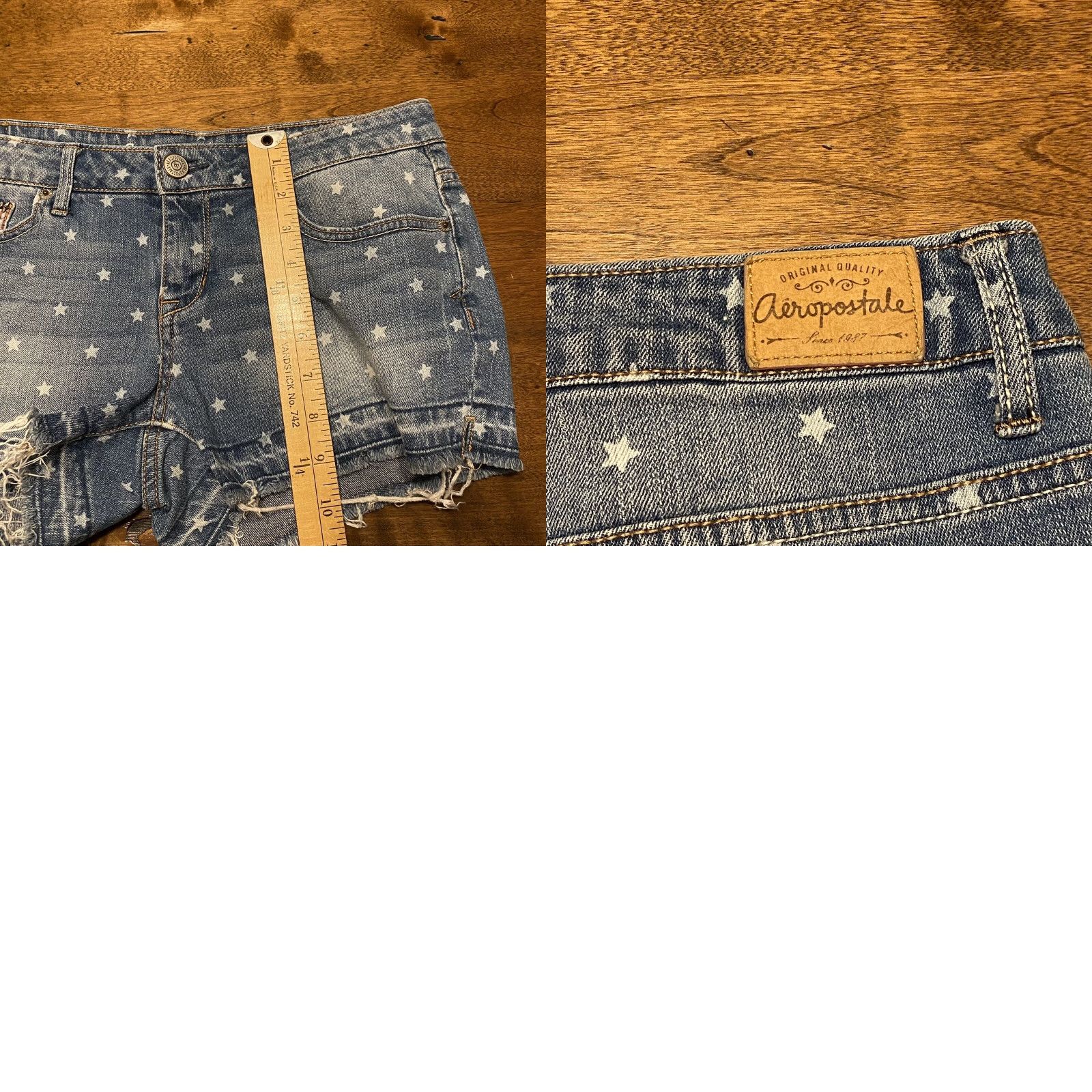 Vintage AÉROPOSTALE HIGH WAISTED SHORTY Jeans Shorts Womens 6 Denim Stars USA Patch Short Size 28" / US 6 / IT 42 - 8 Thumbnail