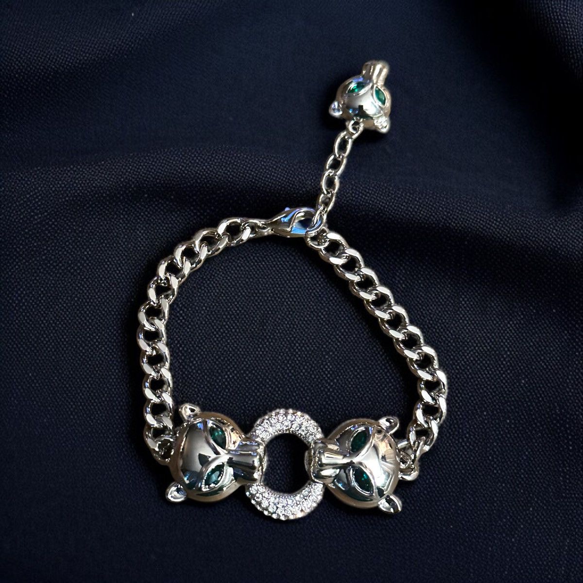Other Silver tone double panther head chain bracelet Size ONE SIZE - 1 Thumbnail