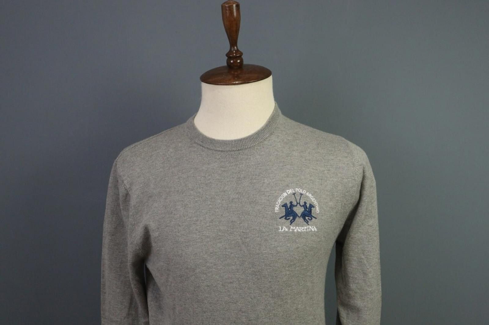 La Martina La Martina Gray Knitted Crew Neck Sweatshirt Size L Size US L / EU 52-54 / 3 - 2 Thumbnail