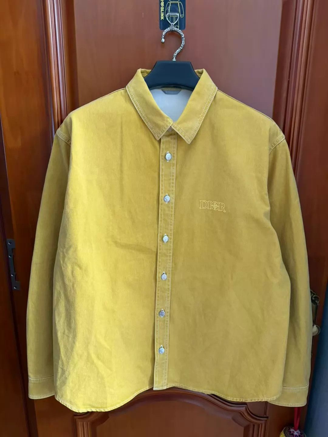 Dior x Stone Island collaboration yellow denim shirt
