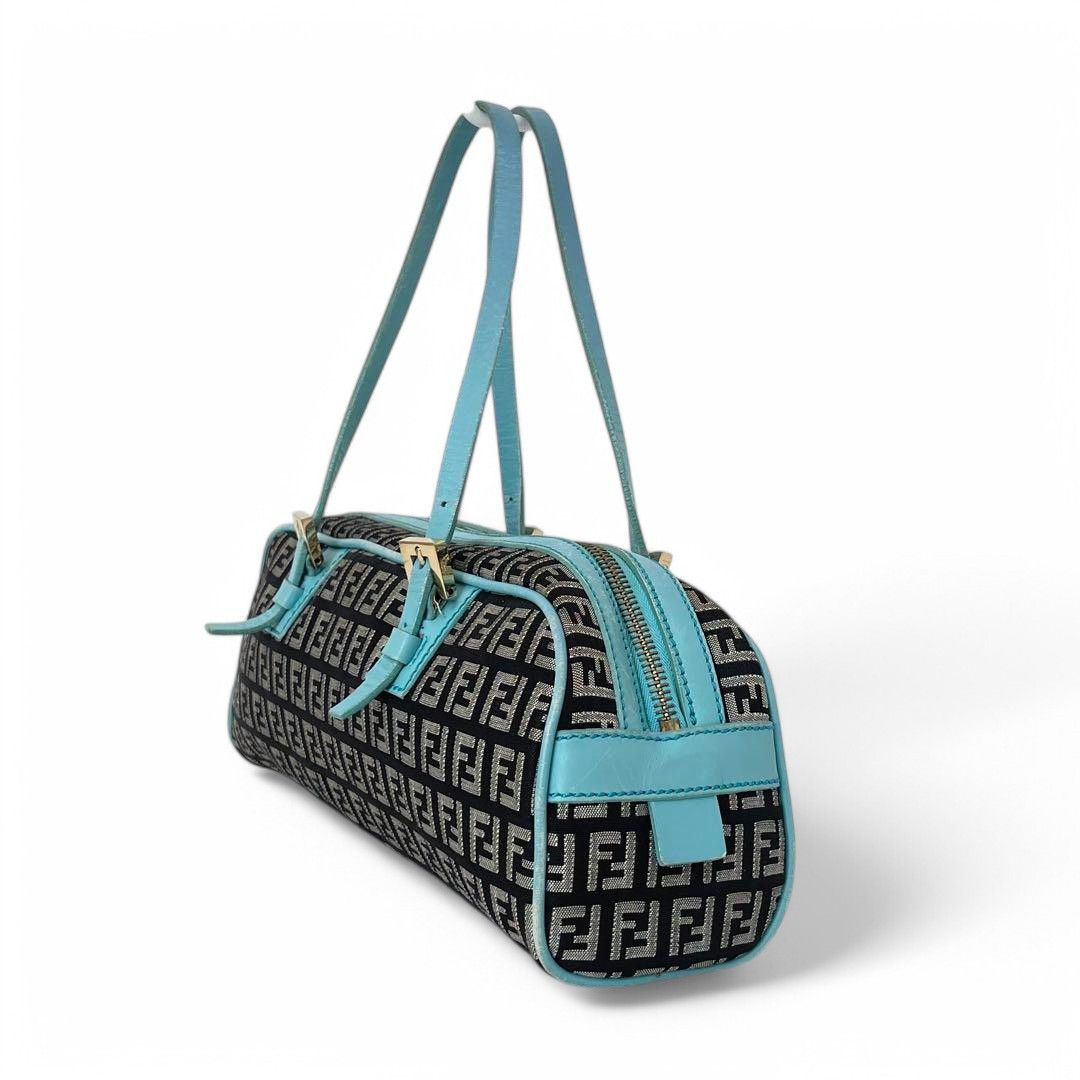 Fendi Fendi - Mini Boston Shoulder Bag Zucchino Zucca Turqoise Size ONE SIZE - 6 Thumbnail