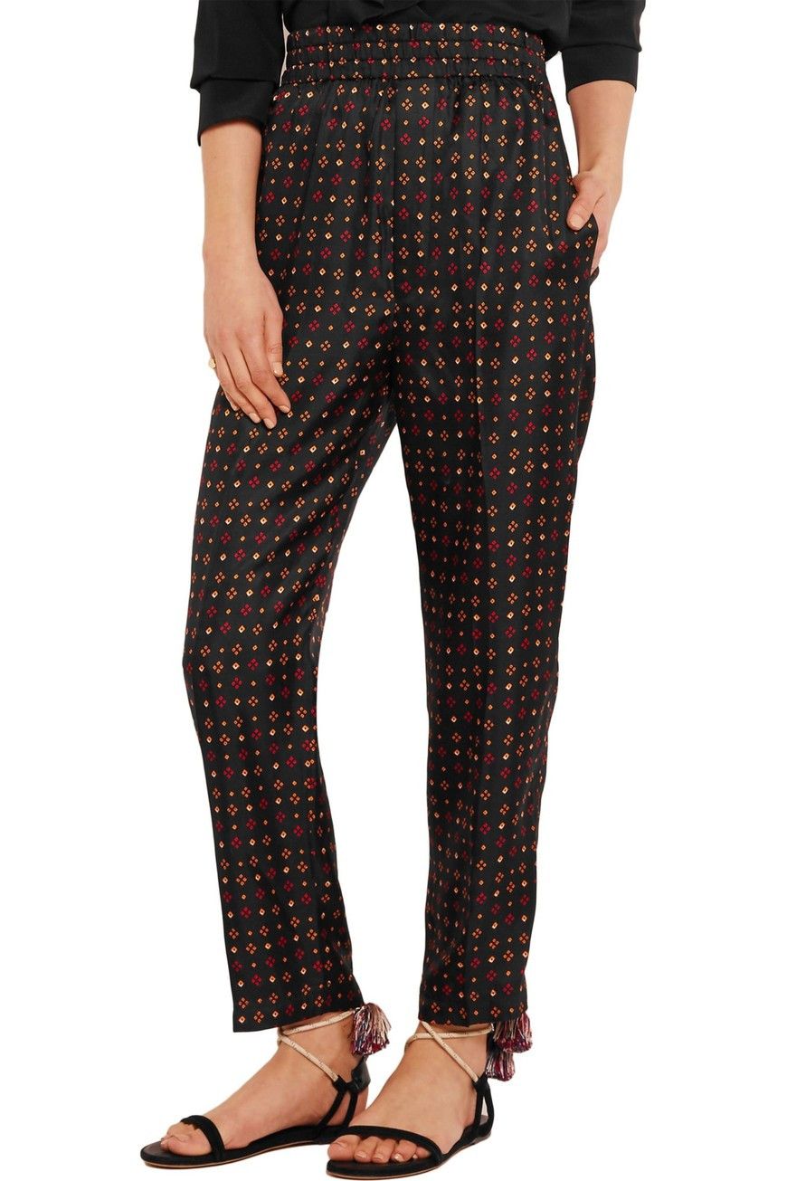 Isabel Marant Isabel Marant Toya Printed Silk-satin Tapered Pants Size 28" / US 6 / IT 42 - 3 Thumbnail
