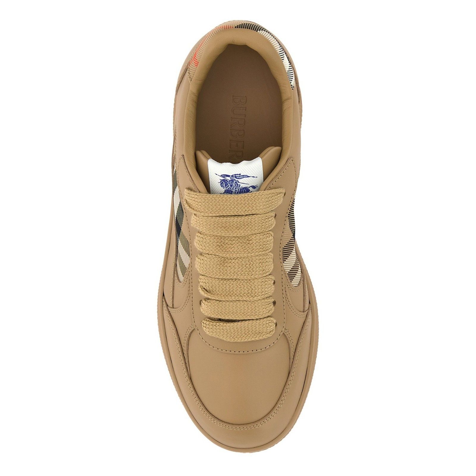 BURBERRY Terrace Brown Check Leather Sneakers New & Authenti