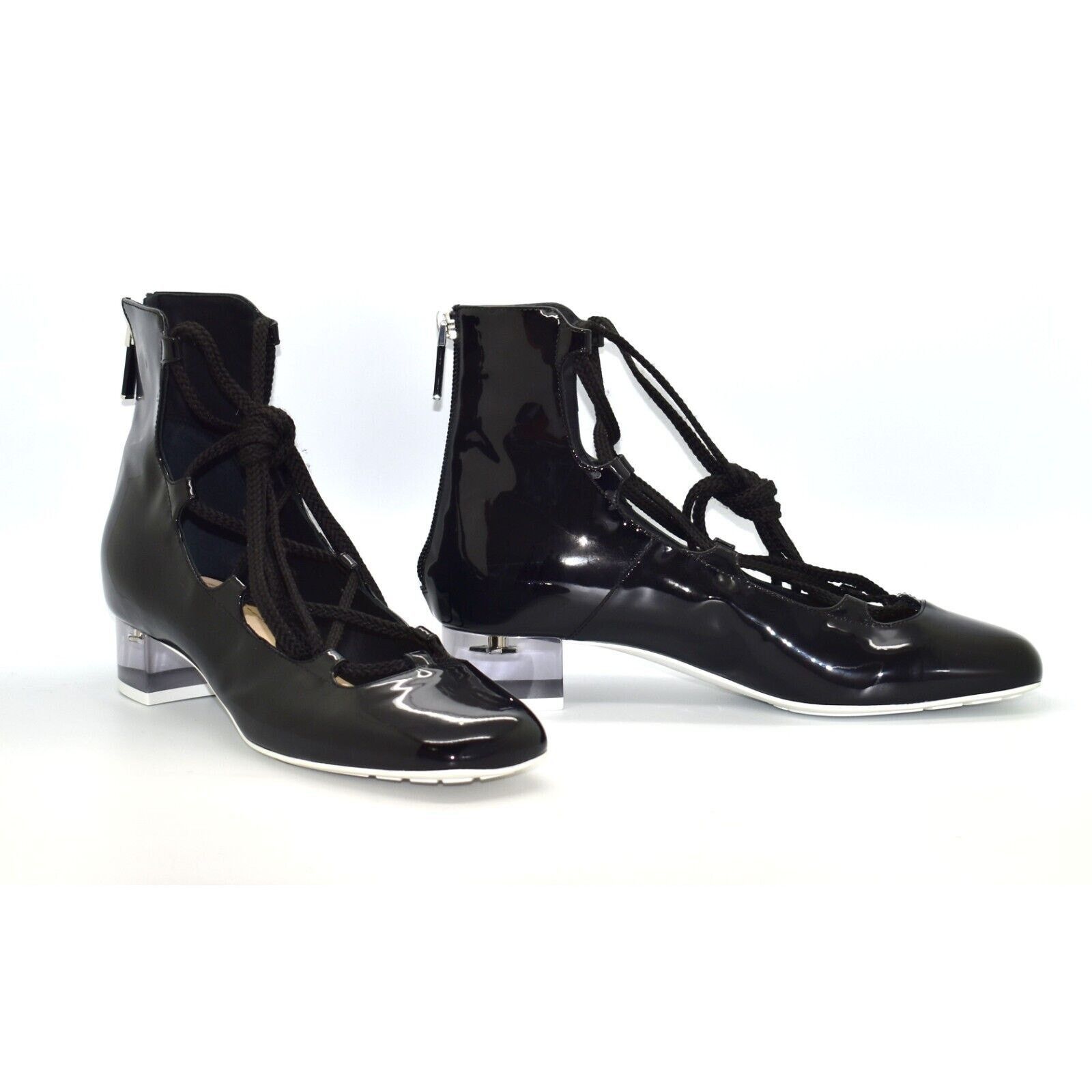 Dior NEW CHRISTIAN DIOR Patent Lace Up Zip Ankle Boots 36 $1550 Size US 6 / IT 36 - 1 Thumbnail