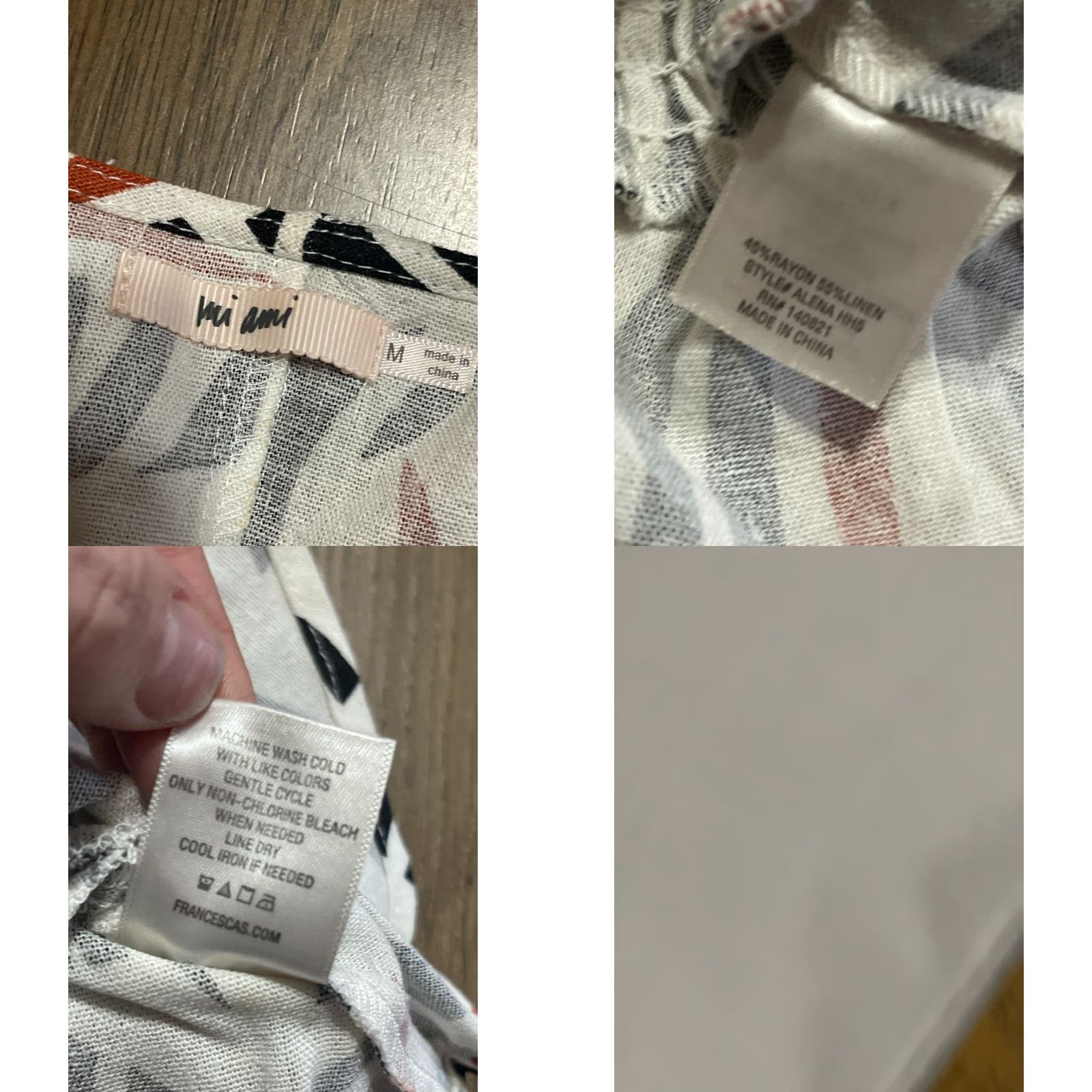 Gloverall Mi Ami Shirt Women's Medium Orange White V-Neck Allover Print Shirt Girls? Size M / US 6-8 / IT 42-44 - 8 Thumbnail