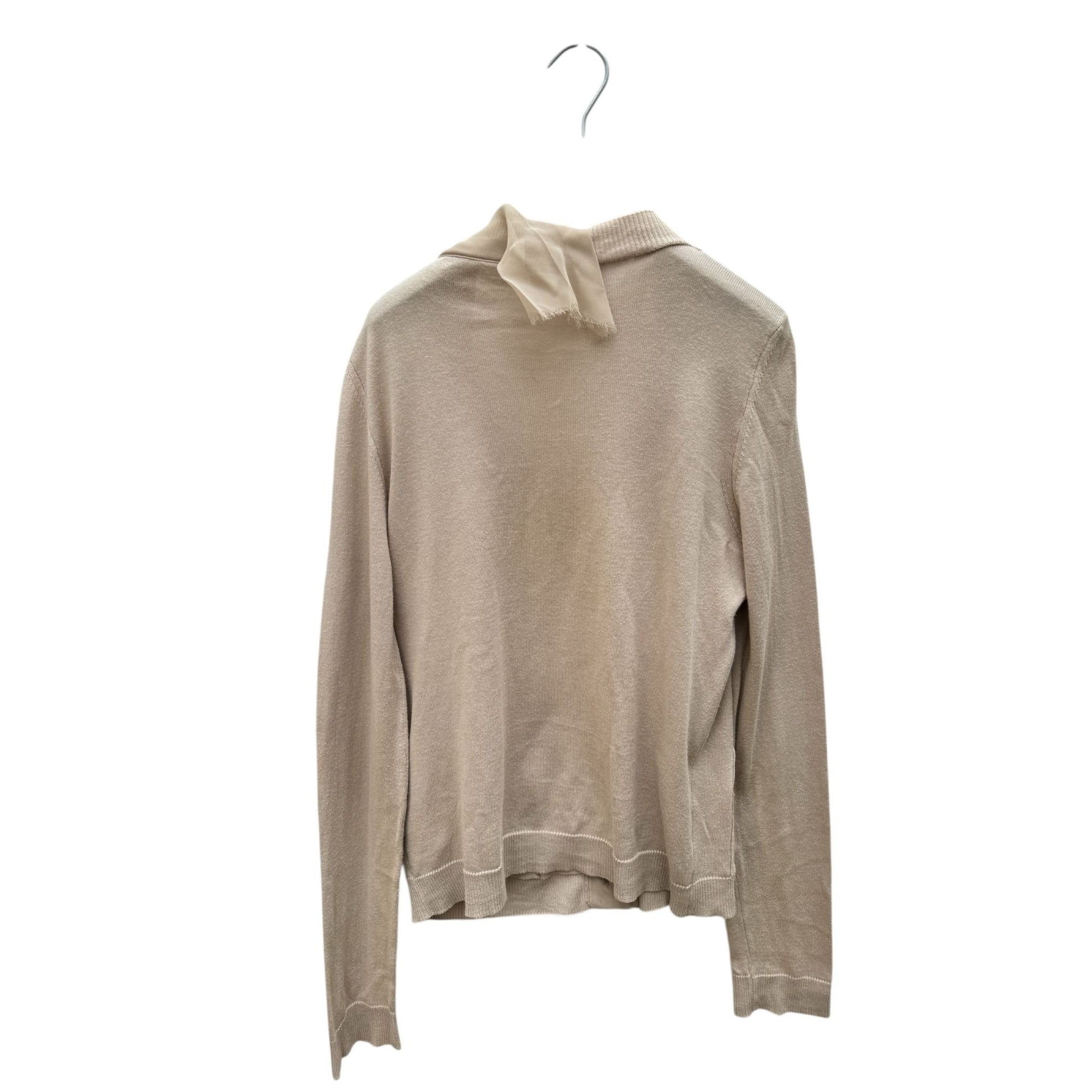 Maison Margiela SS 2006 Beige Sheer-Trimmed Cardigan Size L / US 10 / IT 46 - 2 Thumbnail