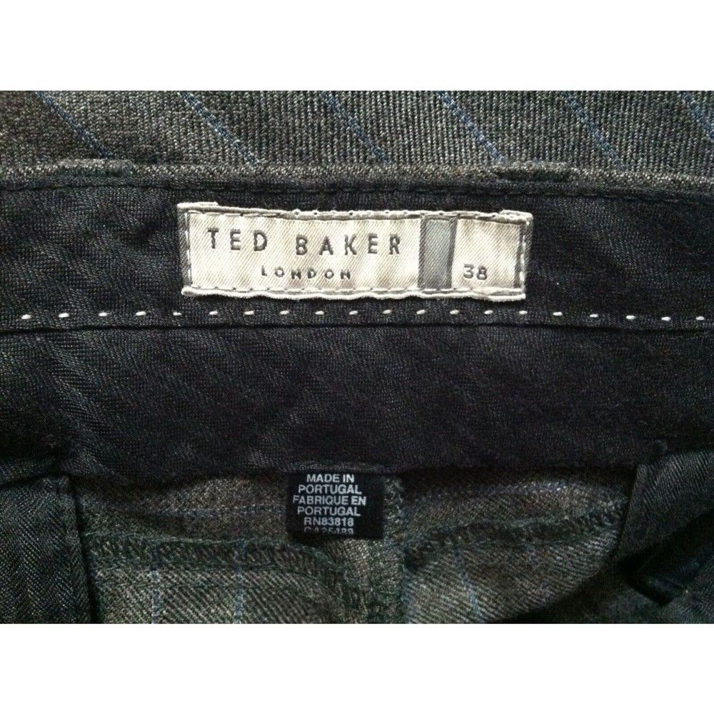 Ted Baker TED BAKER MEN'S BROWN 100%WOOL STRIPED DRESS PANTS 38/34 Size 38L - 10 Thumbnail