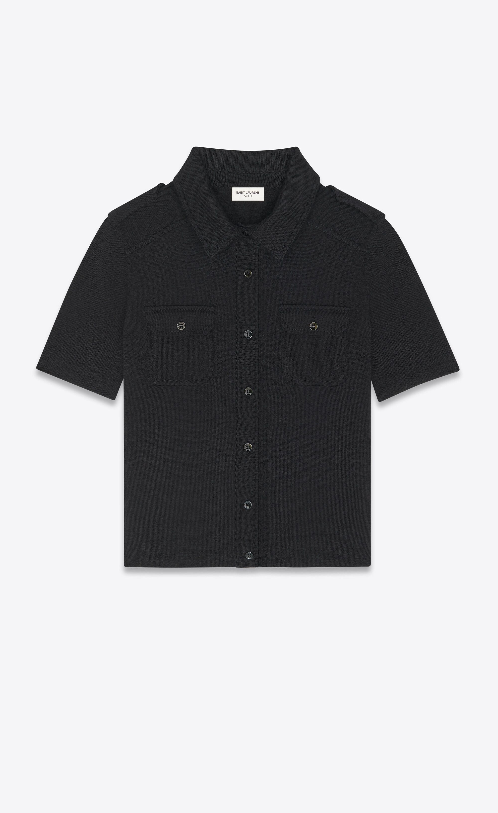Saint Laurent Paris o1tp1o0125 Polo Shirt In Wool And Cotton in Black Size S / US 4 / IT 40 - 1 Thumbnail
