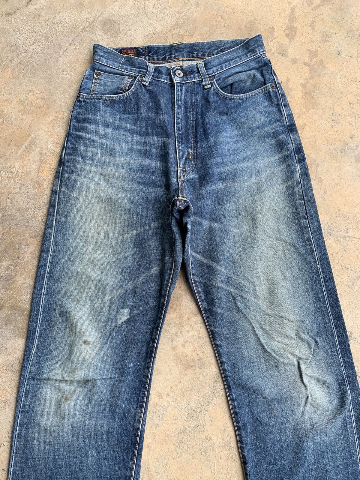 Edwin × Jean Baggy Jeans Something By Edwin 505 Selvedge Distressed Denim Size US 27 - 5 Thumbnail