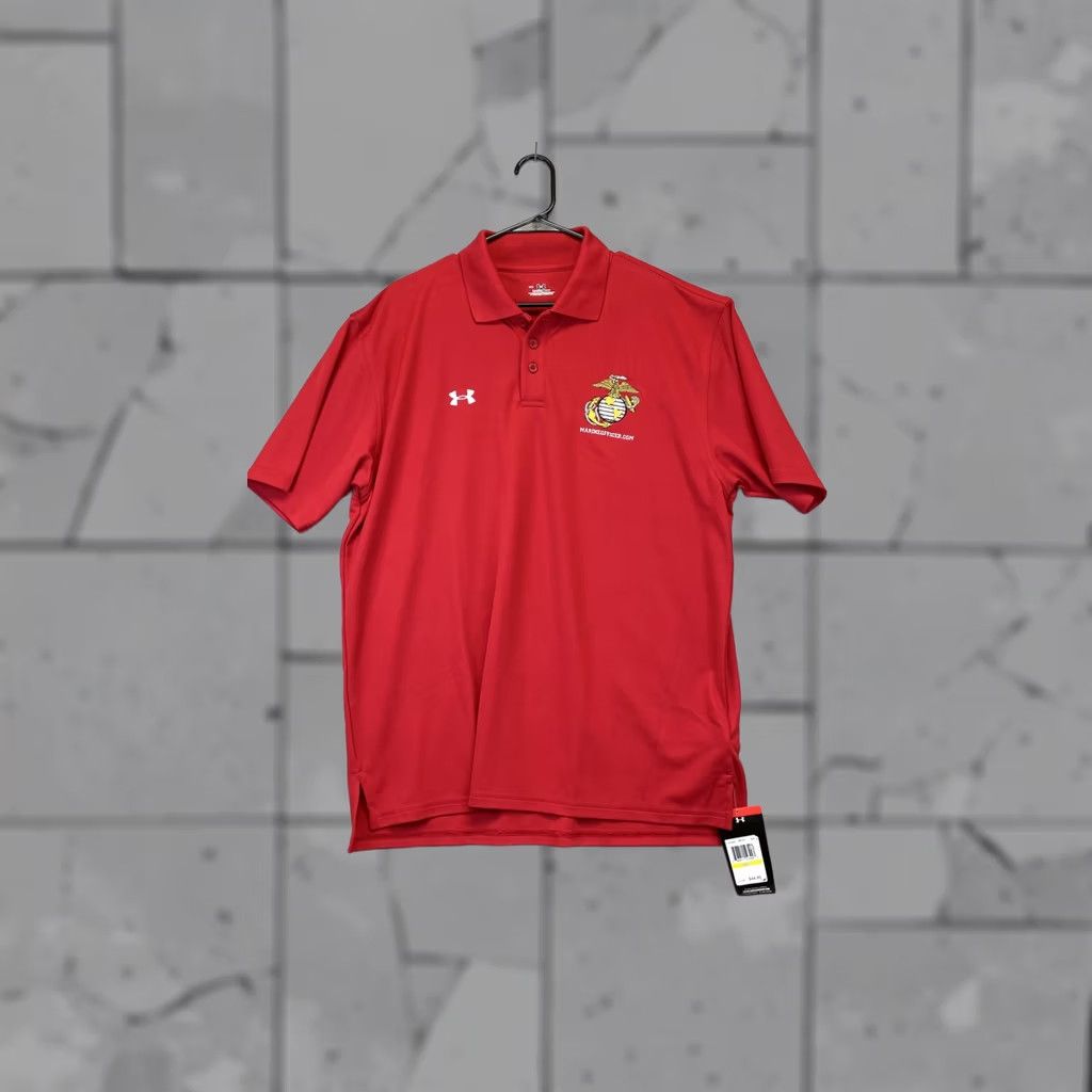 Under Armour Under Armour Polo Shirt Mens Medium Red HeatGear USMC MarineOfficer Embroidered Size US M / EU 48-50 / 2 - 1 Thumbnail