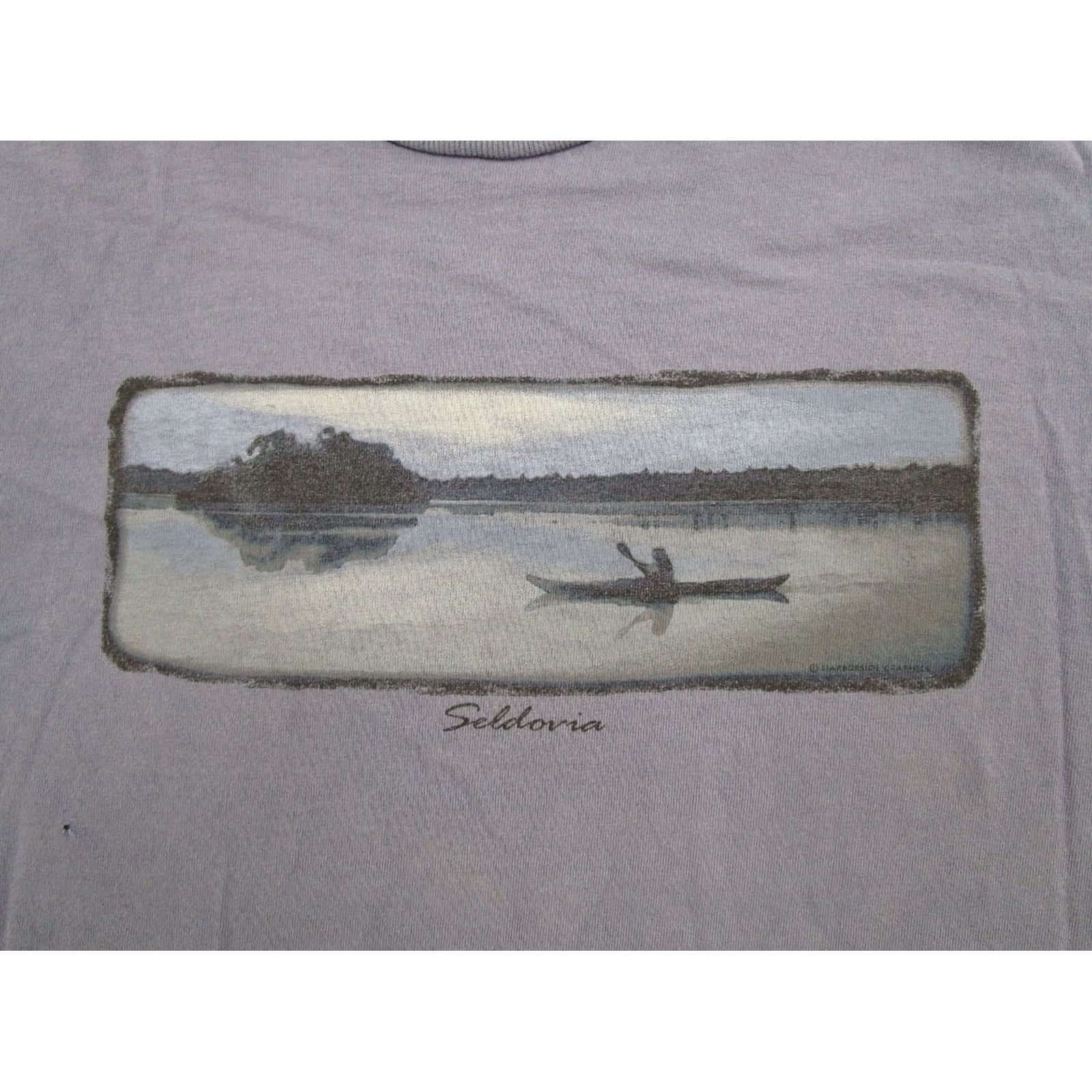 Vintage VINTAGE 90s Harborside Seldovia Alaska Graphic Tee Shirt Canoe Lake Nature Short Sleeve Crew Neck Men M Cotton Blue 90s Vintage Shirt Mens Size US M / EU 48-50 / 2 - 2 Thumbnail