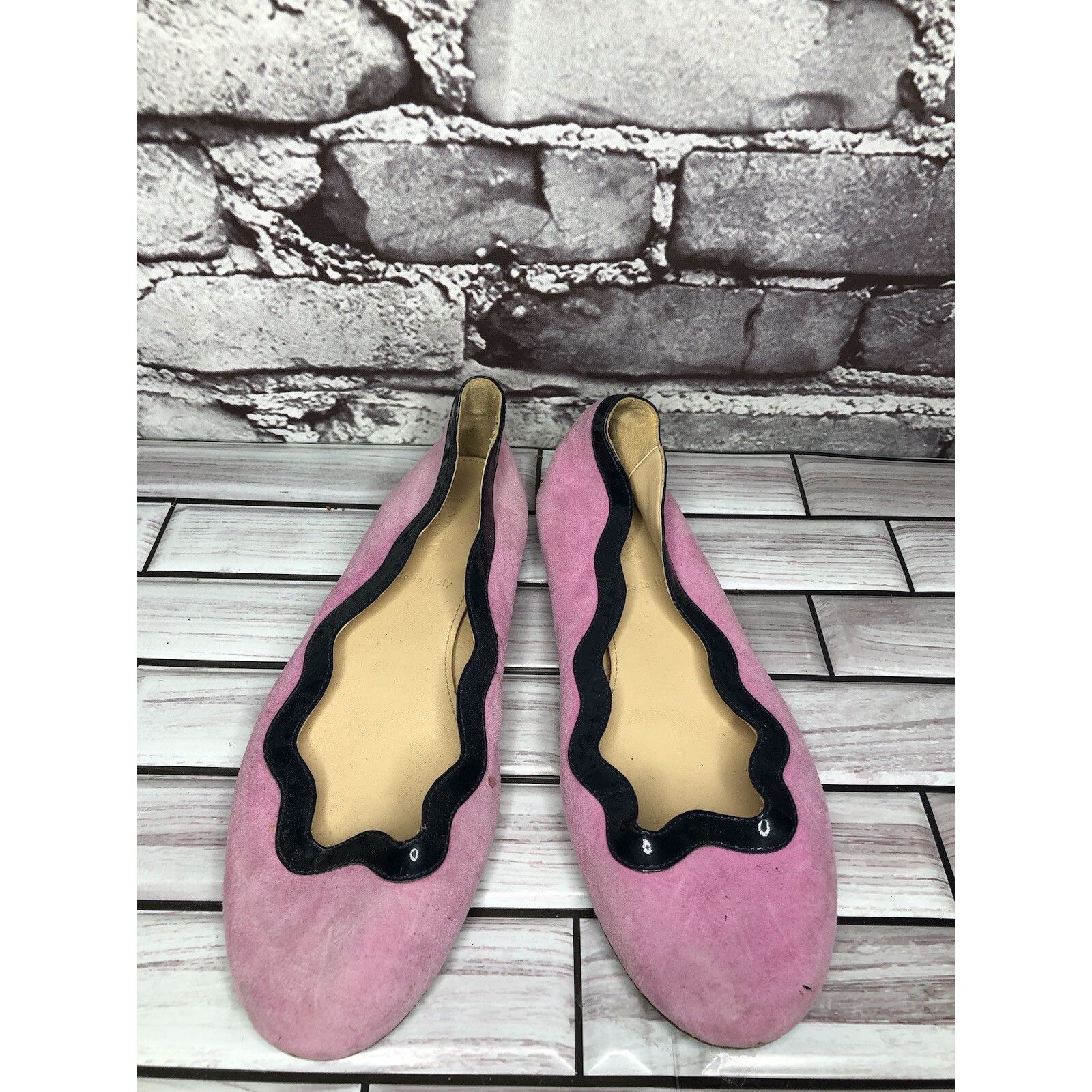 J.Crew J.CREW Pink Suede Leather Blue Scalloped Ballet Flats Shoes Size US 5 / IT 35 - 12 Thumbnail