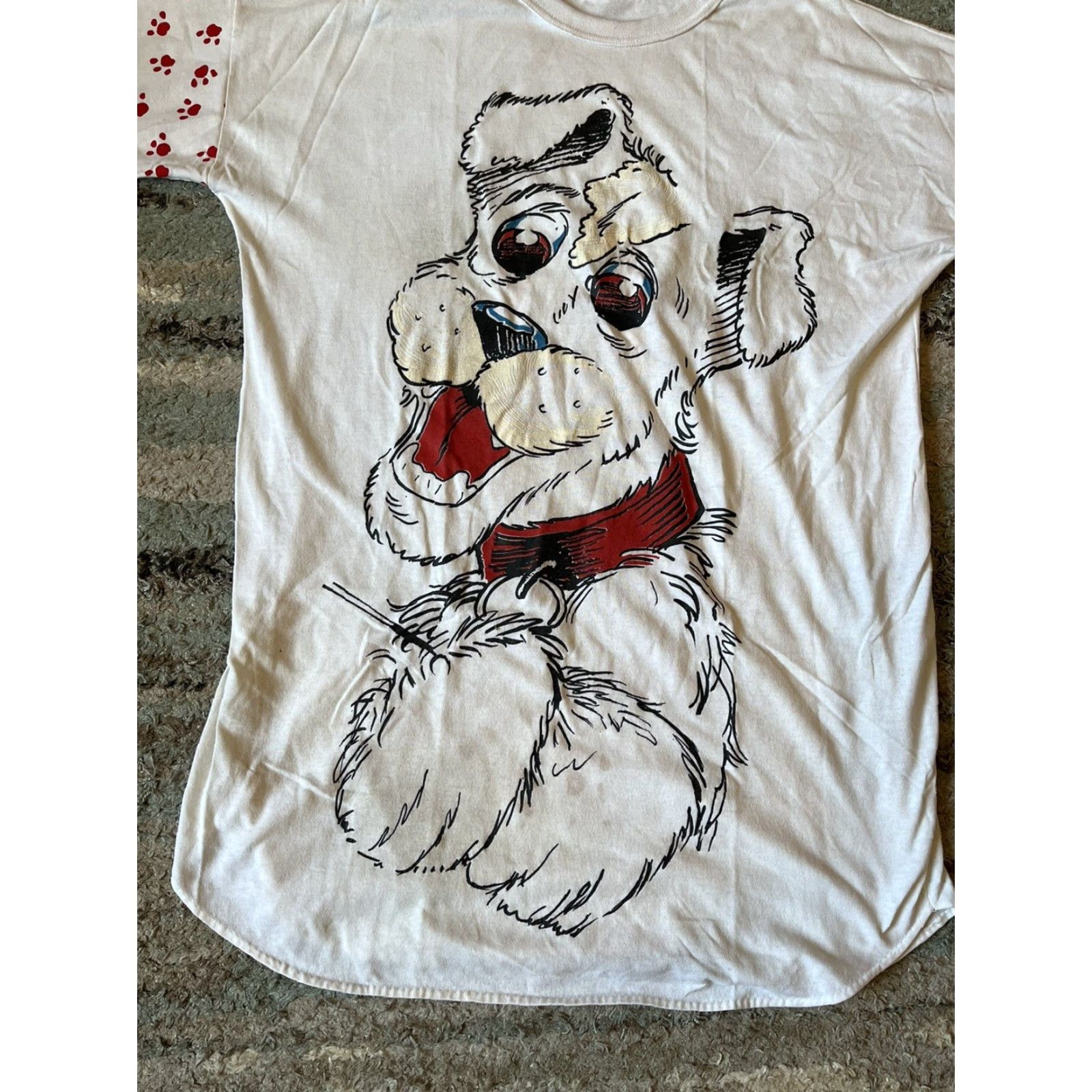 X-LARGE VINTAGE Unbranded Dog Shirt XL White Happy Unisex Adults Sleeve Paws T-Shirt Read Size US XL / EU 56 / 4 - 4 Thumbnail
