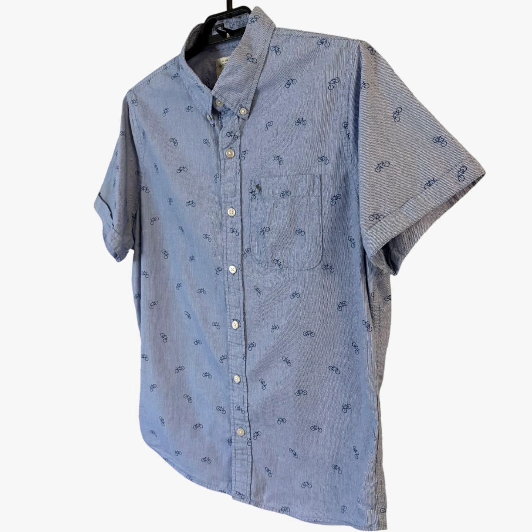 Abercrombie & Fitch Abercrombie & Fitch Shirt Blue Men's XL Short-Sleeve Button-Down Bicycle Print Size US XL / EU 56 / 4 - 2 Thumbnail
