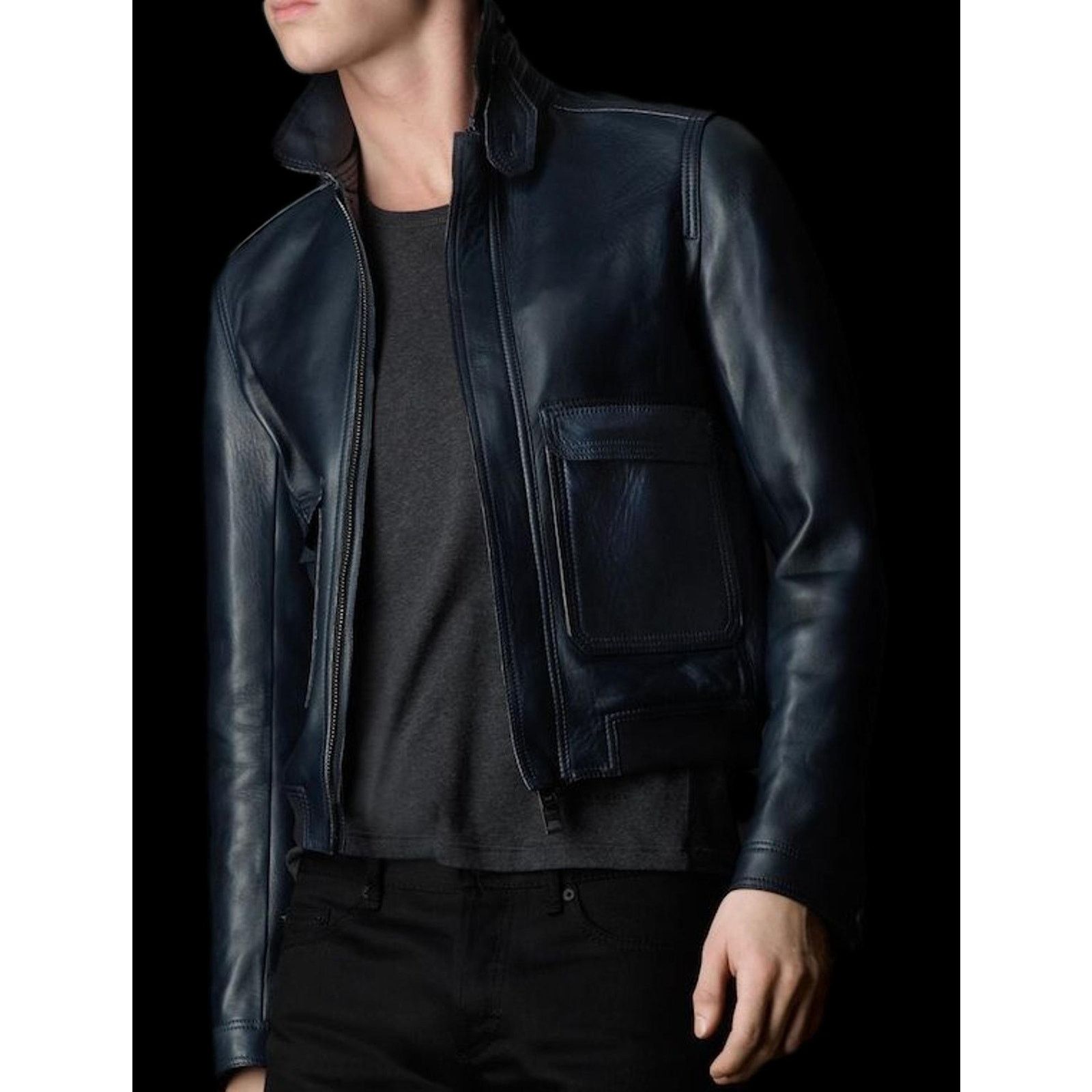 Burberry Prorsum Size S Blue Navy Bonded Leather Blouson Jacket Size US S / EU 44-46 / 1 - 2 Thumbnail
