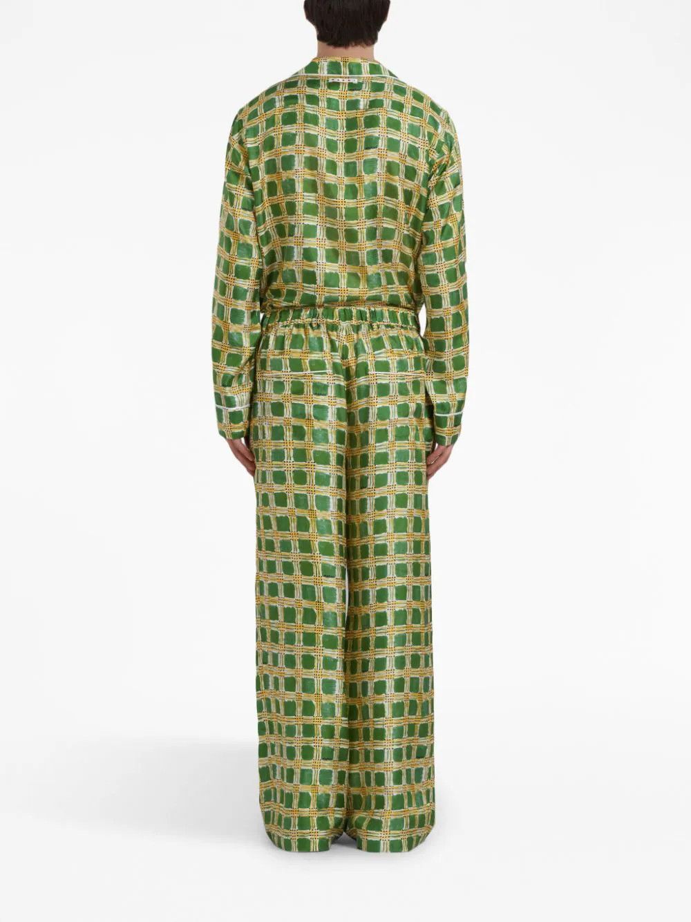 Marni o1w1db10824 Check Fields Silk Wide-leg Pant in Multicolor Size US 30 / EU 46 - 4 Thumbnail