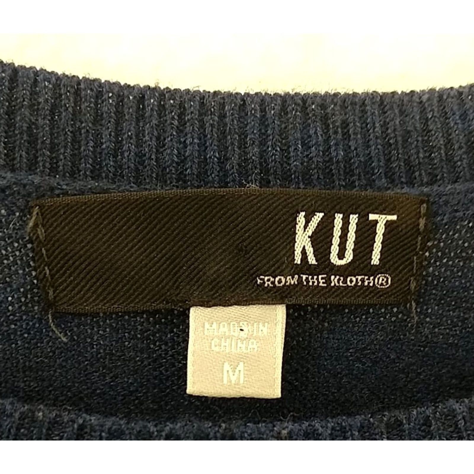 Vintage KUT from the Kloth Sweater Shirt M Blue Textured Knit Slim Raglan Long Sleeve Pullover Modern Bohemian Mens Womens Size M / US 6-8 / IT 42-44 - 6 Thumbnail