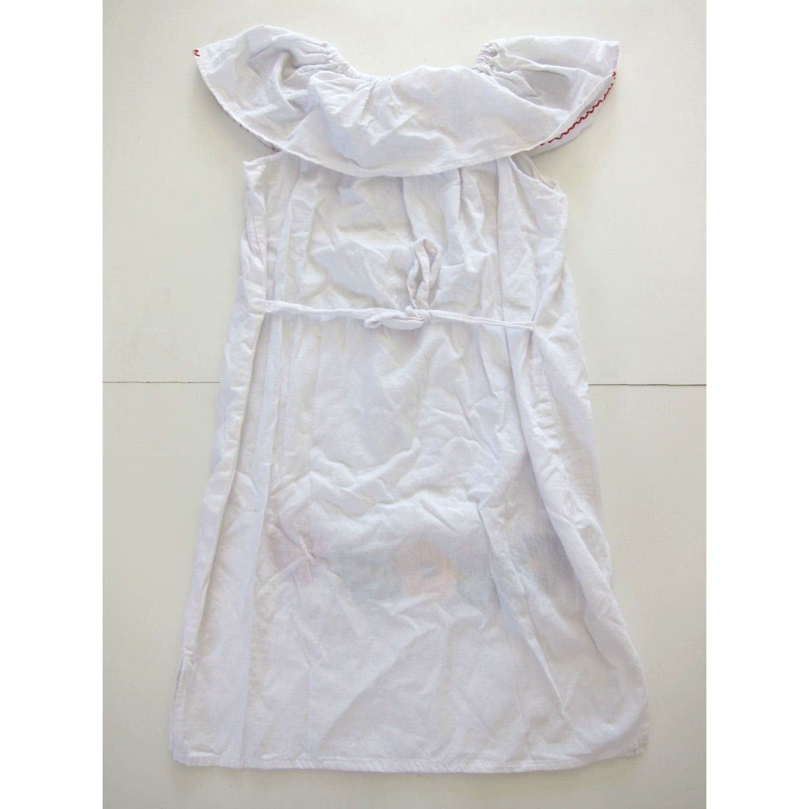 Vintage Vtg Vestidos Artesanales Mexican Cotton White Embroidered Floral Tunic Dress S Size S / US 4 / IT 40 - 2 Thumbnail