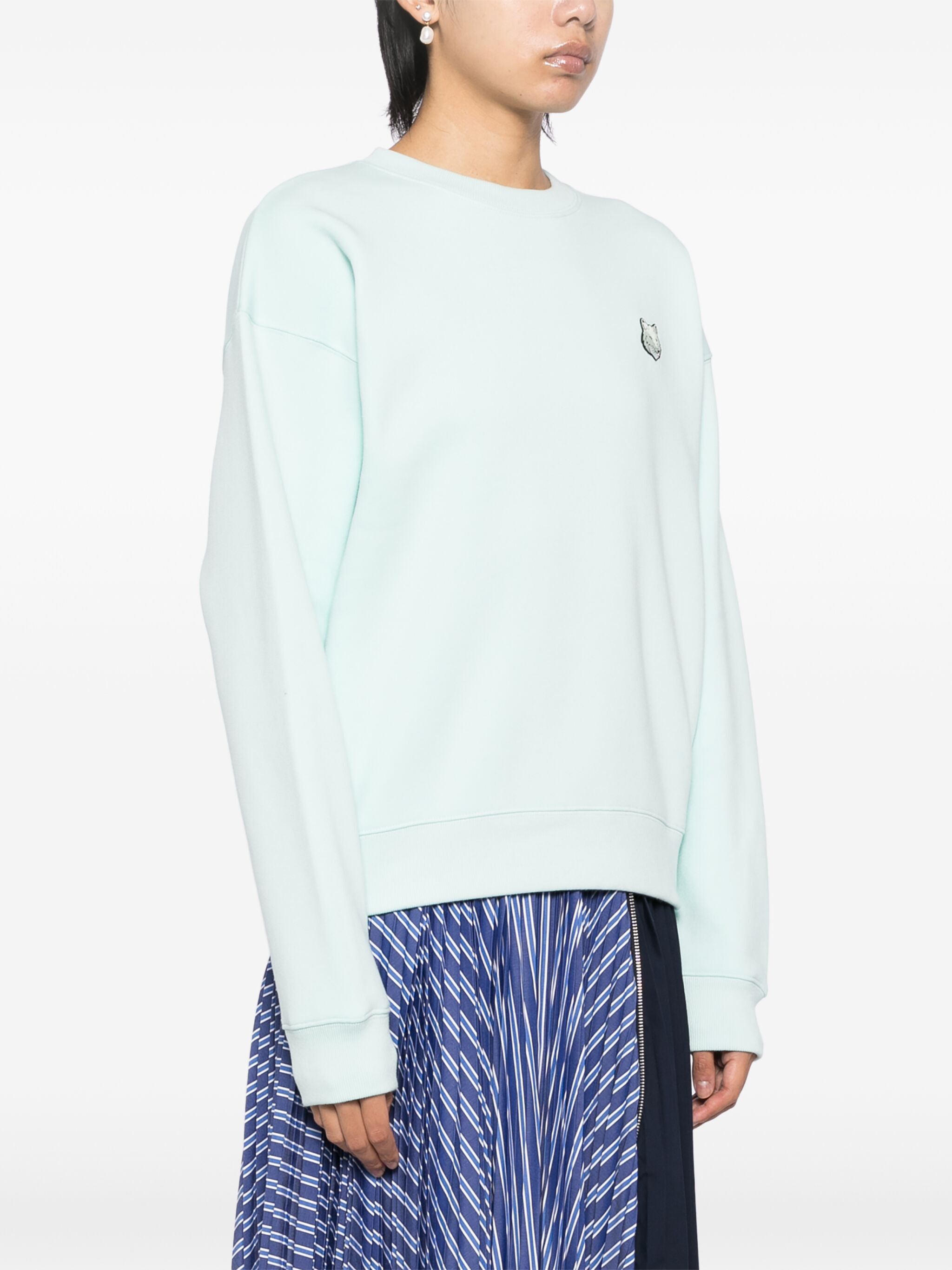 Maison Kitsune o1s22i1n1124 Bold Fox Head Crewneck Sweatshirt in Light Blue Size XS / US 0-2 / IT 36-38 - 3 Thumbnail