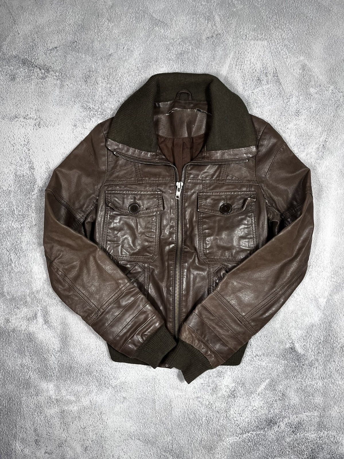 Japanese Brand Vintage Y2K leather flight jacket bomber aviator military XS Size XS / US 0-2 / IT 36-38 - 2 Thumbnail