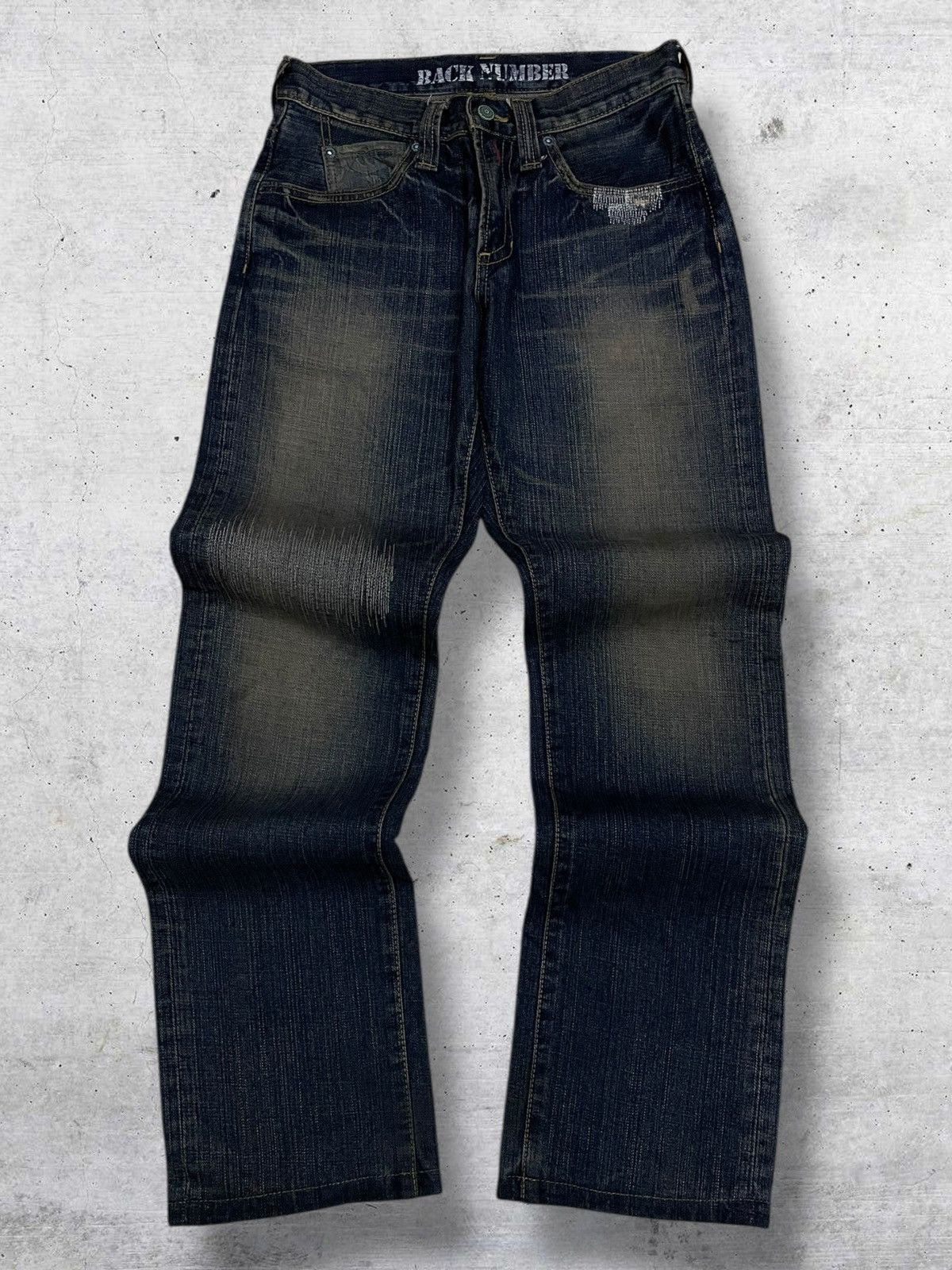 VINTAGE BACK NUMBER JAPAN 90S WHISKERING MUDWASH STYLE DENIM