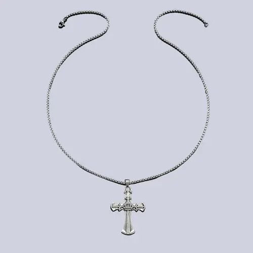 Jewelry Silver Crown Cross Pendant Necklace, Men's Religious Jewelry Size ONE SIZE - 3 Thumbnail