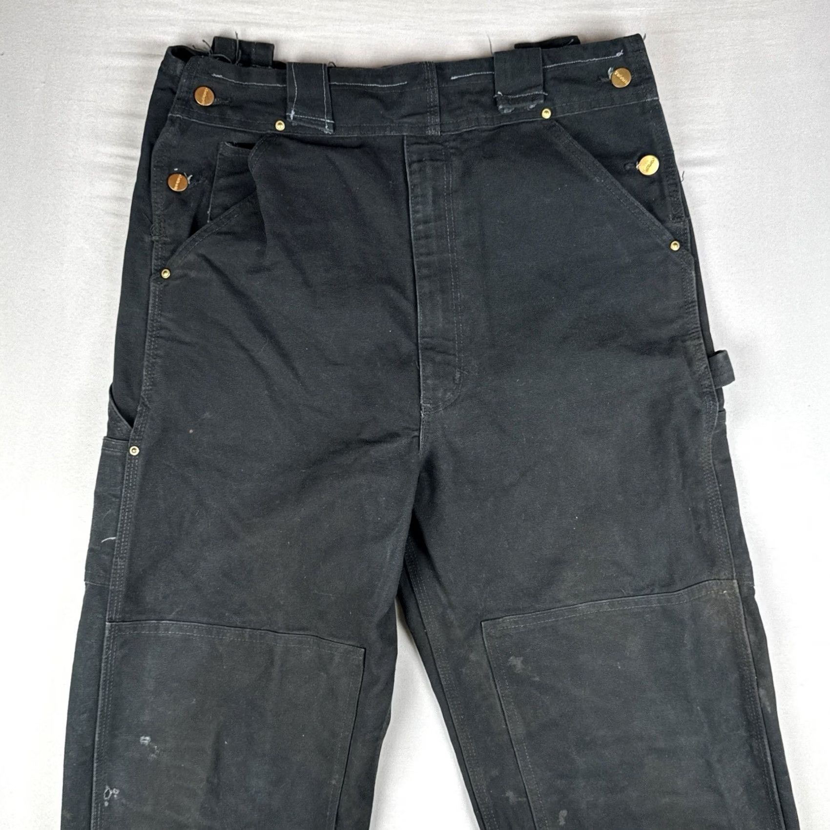 Carhartt Carhartt Reworked Double Knee Pants 33x33 - Black Canvas Workwear Distressed 90s USA Mens Carpenter Size US 32 / EU 48 - 2 Thumbnail