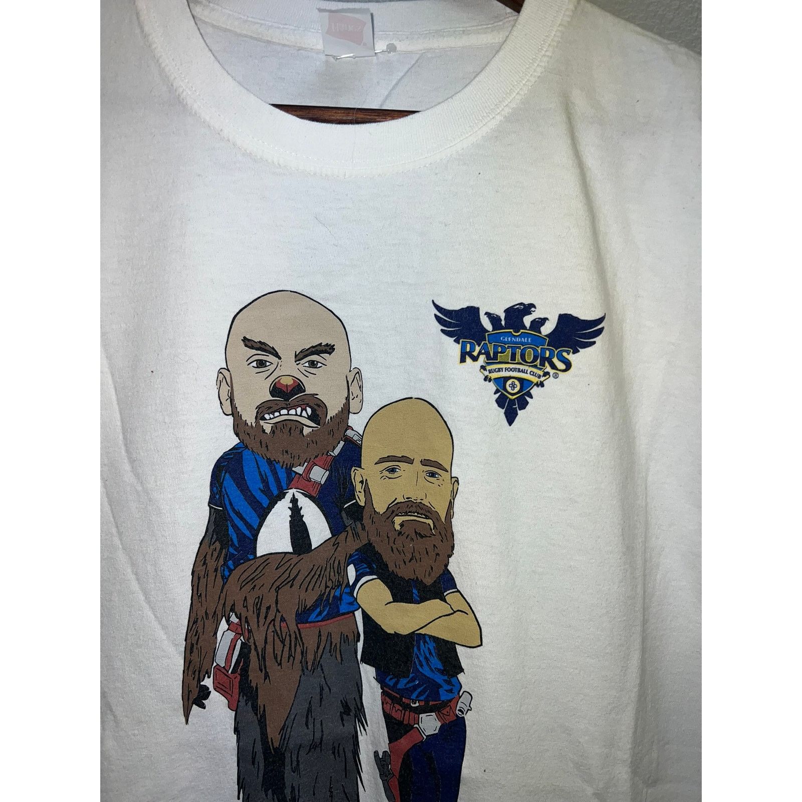 Hanes Glendale Raptors Shirt Rugby Football Club Tee Luke White XL Size US XL / EU 56 / 4 - 2 Thumbnail