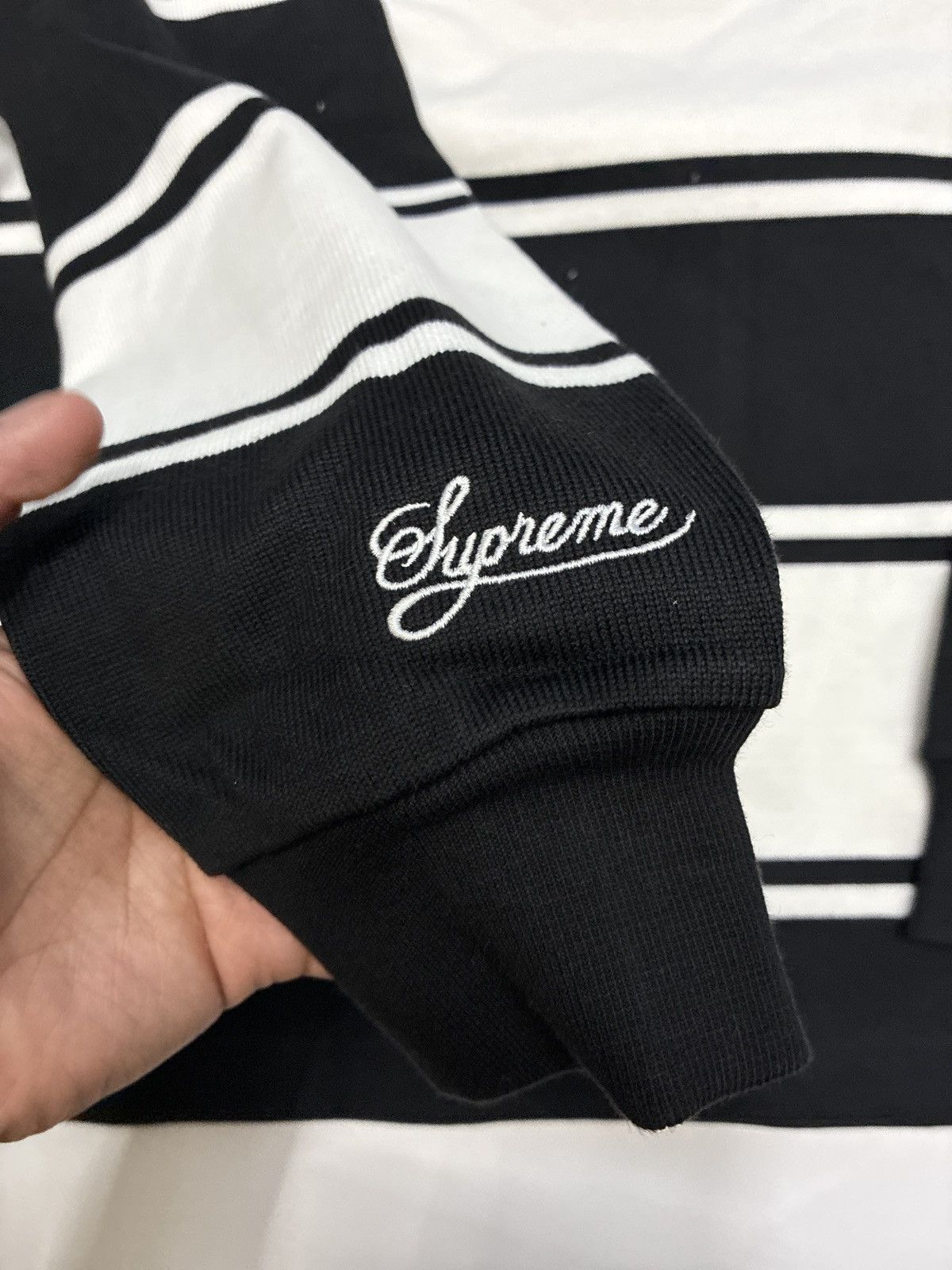 Supreme Nike Stripe Rugby Black