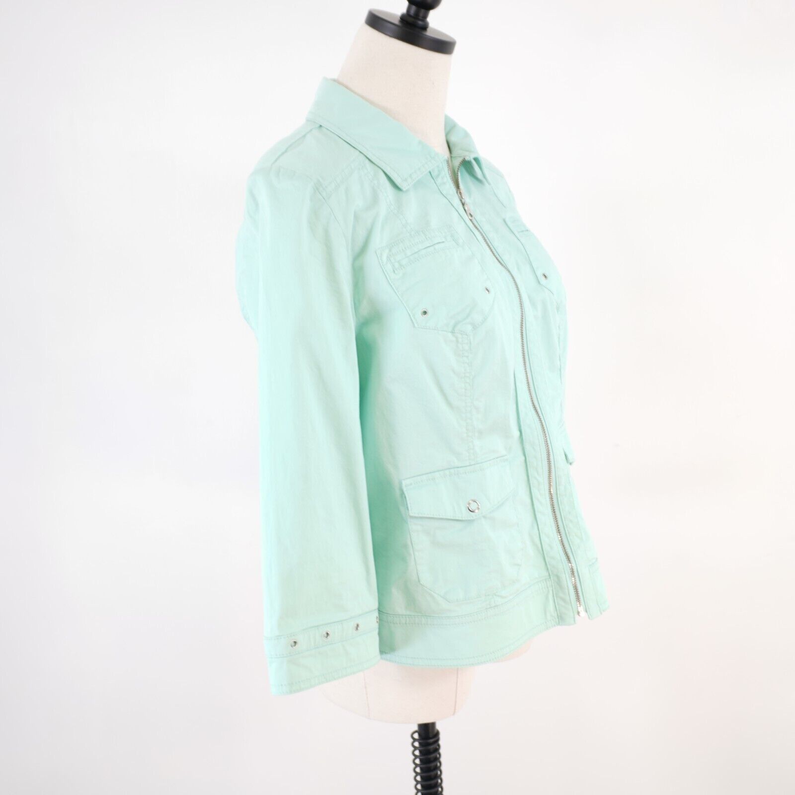Chicos Chico's Size 1 Seafoam Green Full Zip Collared Jacket Waist Size XS / US 0-2 / IT 36-38 - 7 Thumbnail