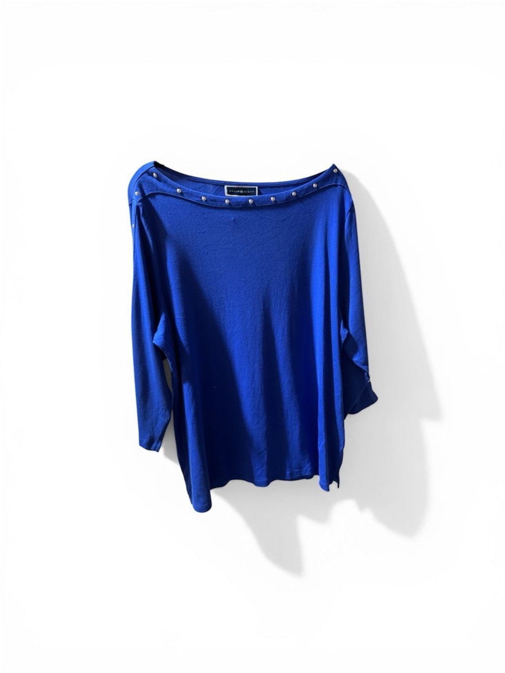 Karen Walker Karen Scott Silver-Tone Stud Boat-Neck Top NWT 2X Size XXL / US 16-18 / IT 52-54 - 4 Thumbnail