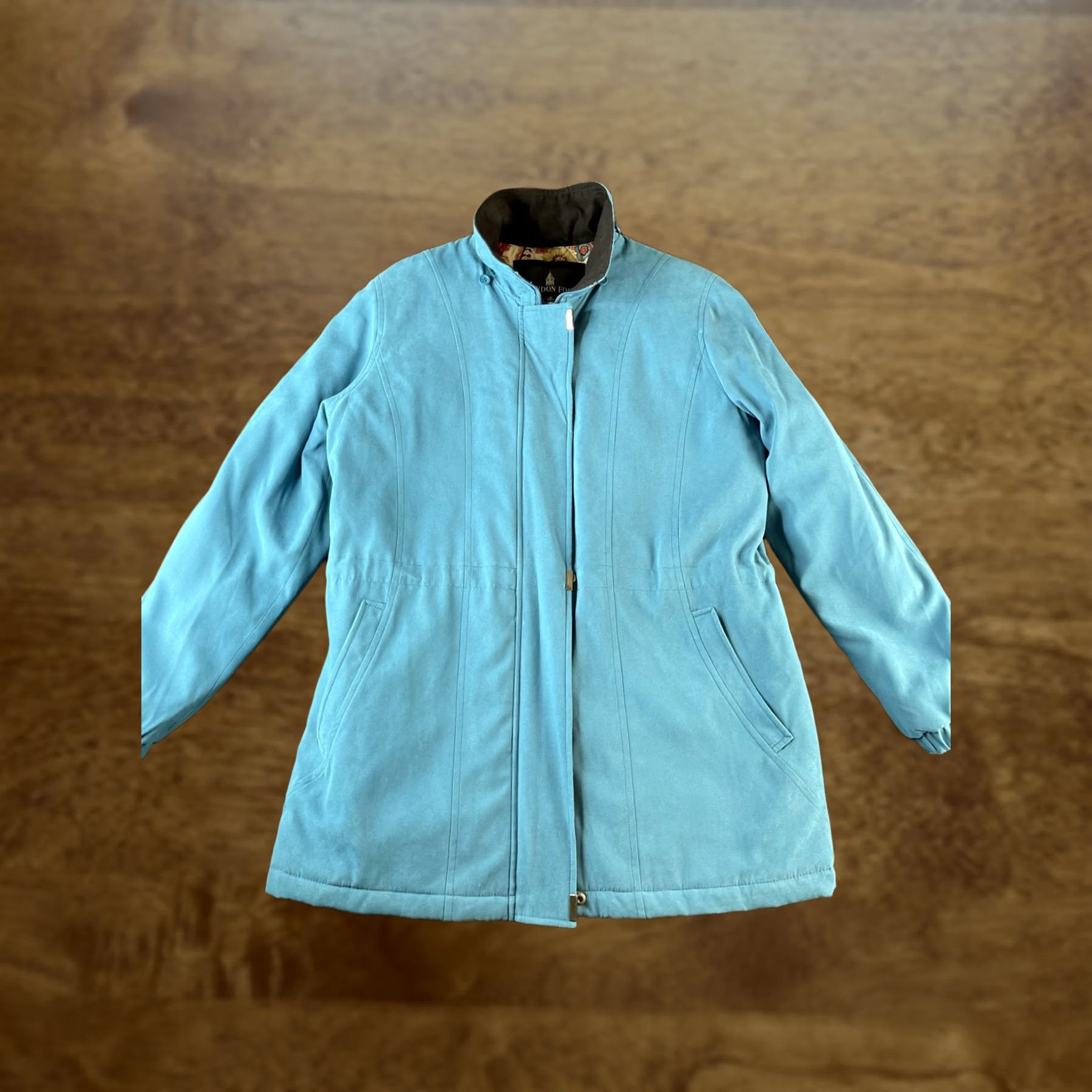 London Fog VINTAGE London Fog Coat Womens M Teal Blue Floral Lined Zip Front Pockets Mid-Length Winter Casual Mens Womens Boys Girls Size M / US 6-8 / IT 42-44 - 1 Thumbnail