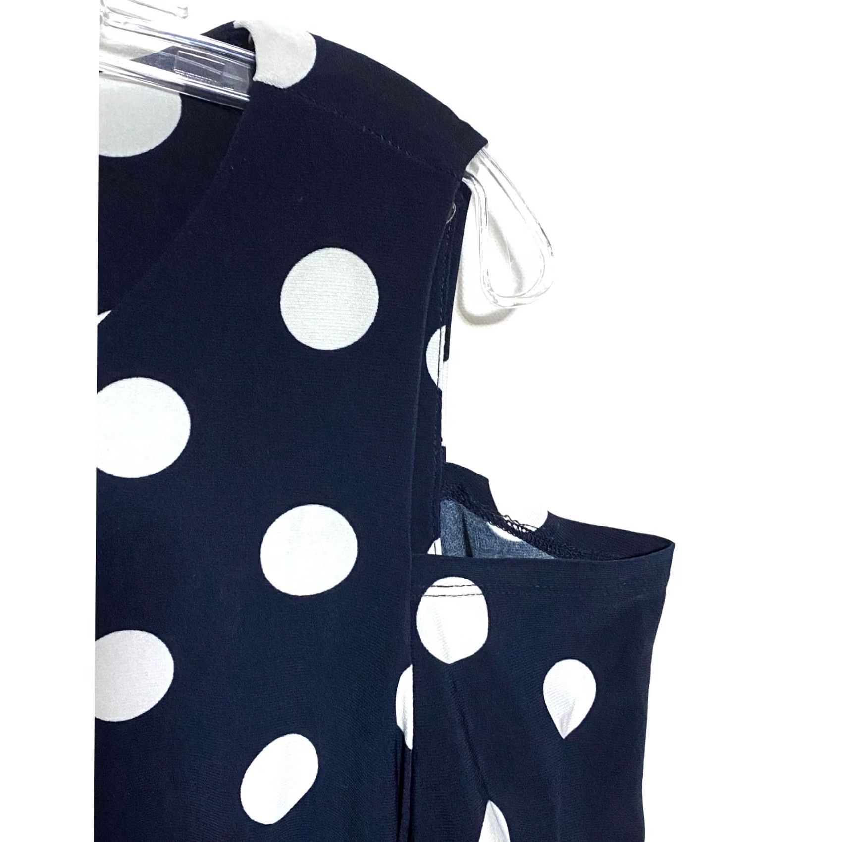 Tommy Hilfiger Tommy Hilfiger Dress Womens 12 Black White Polka Dot Cold Shoulder Retro Summer Size XL / US 12-14 / IT 48-50 - 2 Thumbnail
