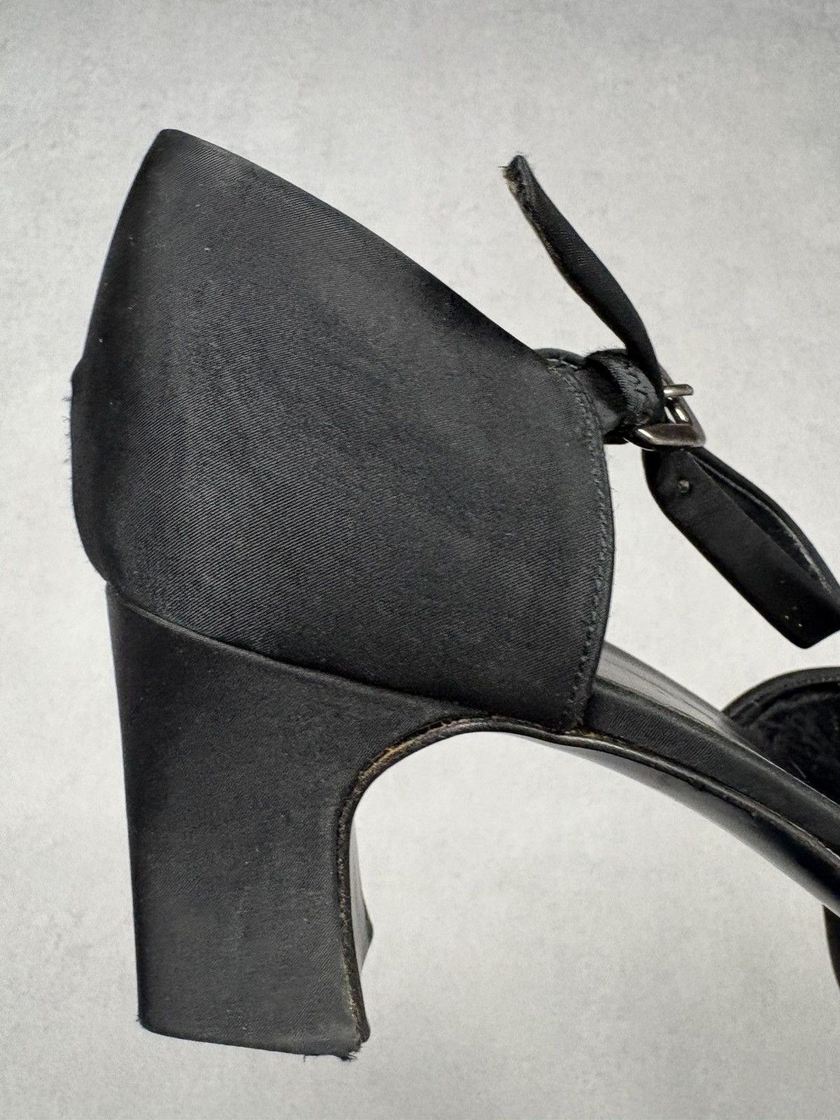 Jil Sander Jil Sander Archive Black Satin Square Toe Heels Ankle Strap Size US 9.5 / IT 39.5 - 10 Thumbnail