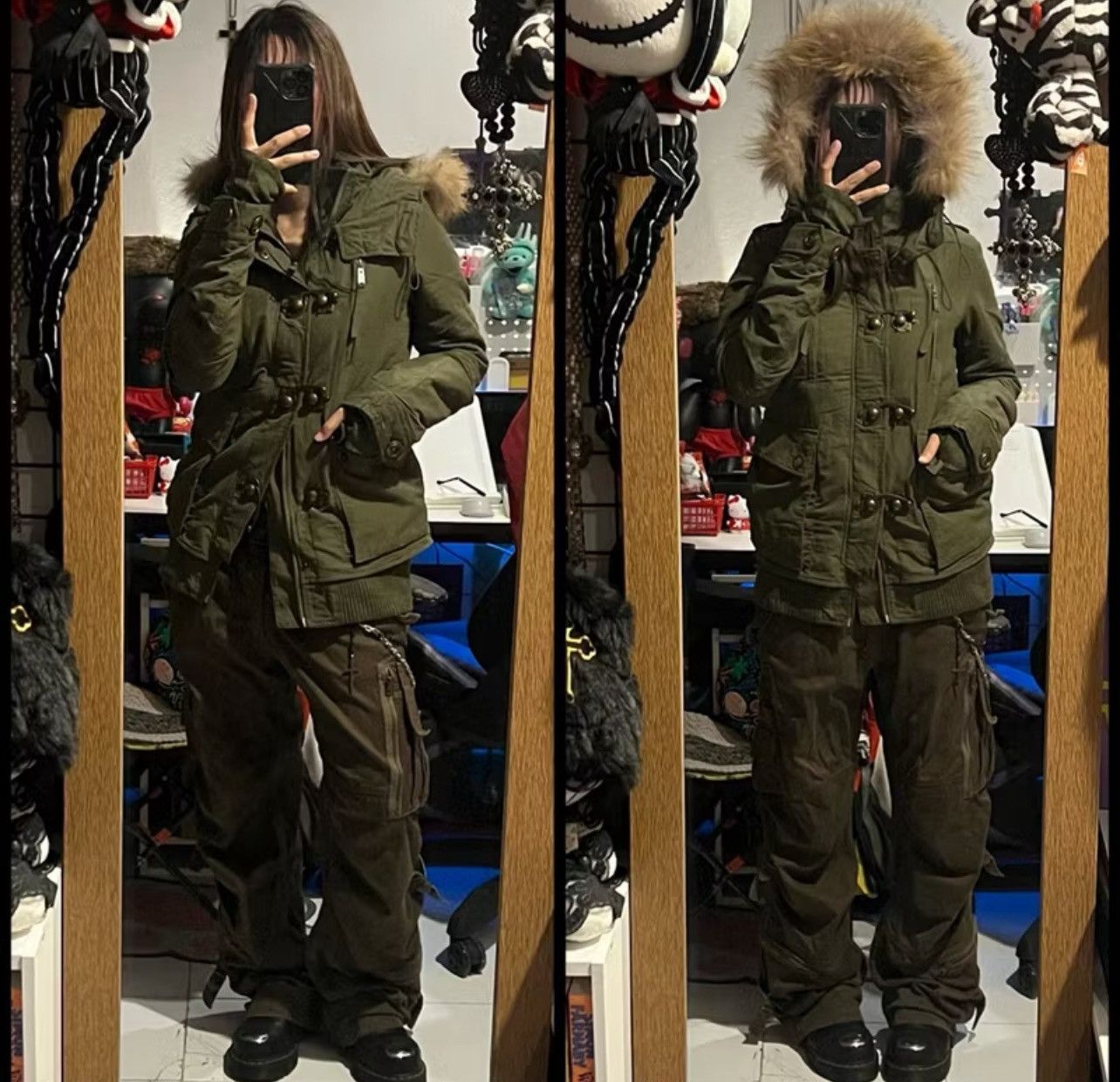 Japanese Brand Y2K SLY Military Fur Hood Jacket Olive Green Grunge Archive Size US S / EU 44-46 / 1 - 1 Thumbnail