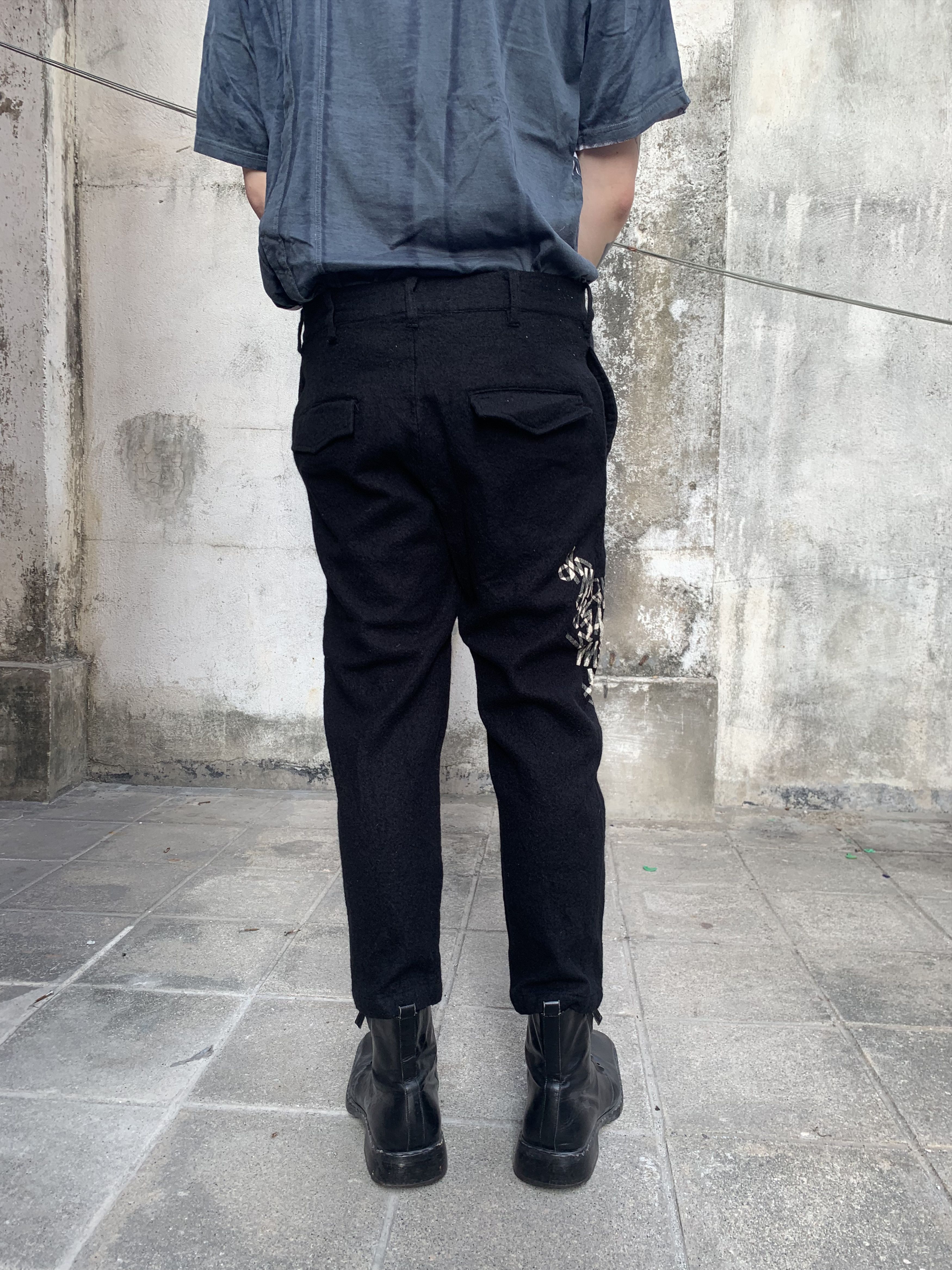 Yohji Yamamoto Yohji Yamamoto Lo-Waist Print Cropped Pants Size US 34 / EU 50 - 3 Thumbnail