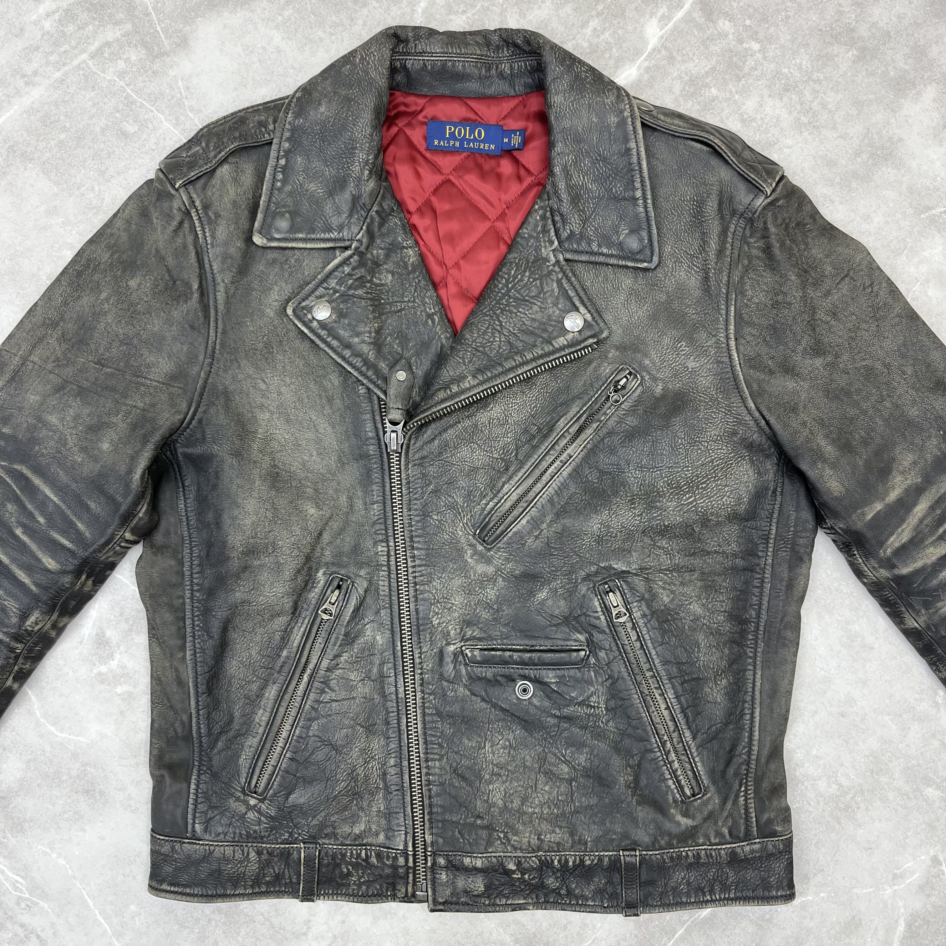 Polo Ralph Lauren Polo Ralph Lauren Moto Leather Jacket RL Mens Biker Jacket Size US M / EU 48-50 / 2 - 2 Thumbnail