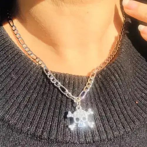 Handmade Rhinestones Crystal cross Skull Figaro Chain Choker Size ONE SIZE - 2 Thumbnail