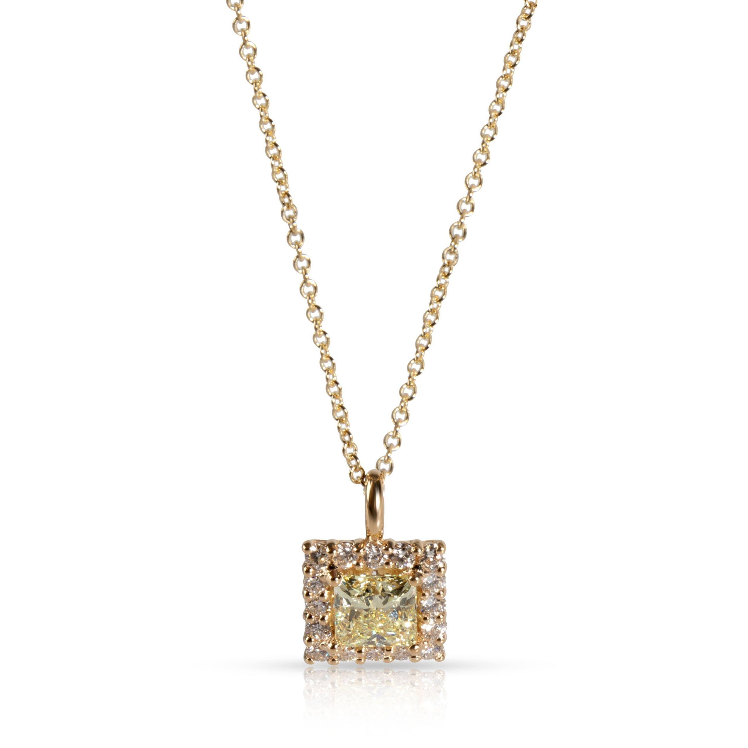 image of Tiffany Co Gia Certified Diamond Necklace In 14K Yellow Gold W-X Vs2 1.38 Ctw, Women's